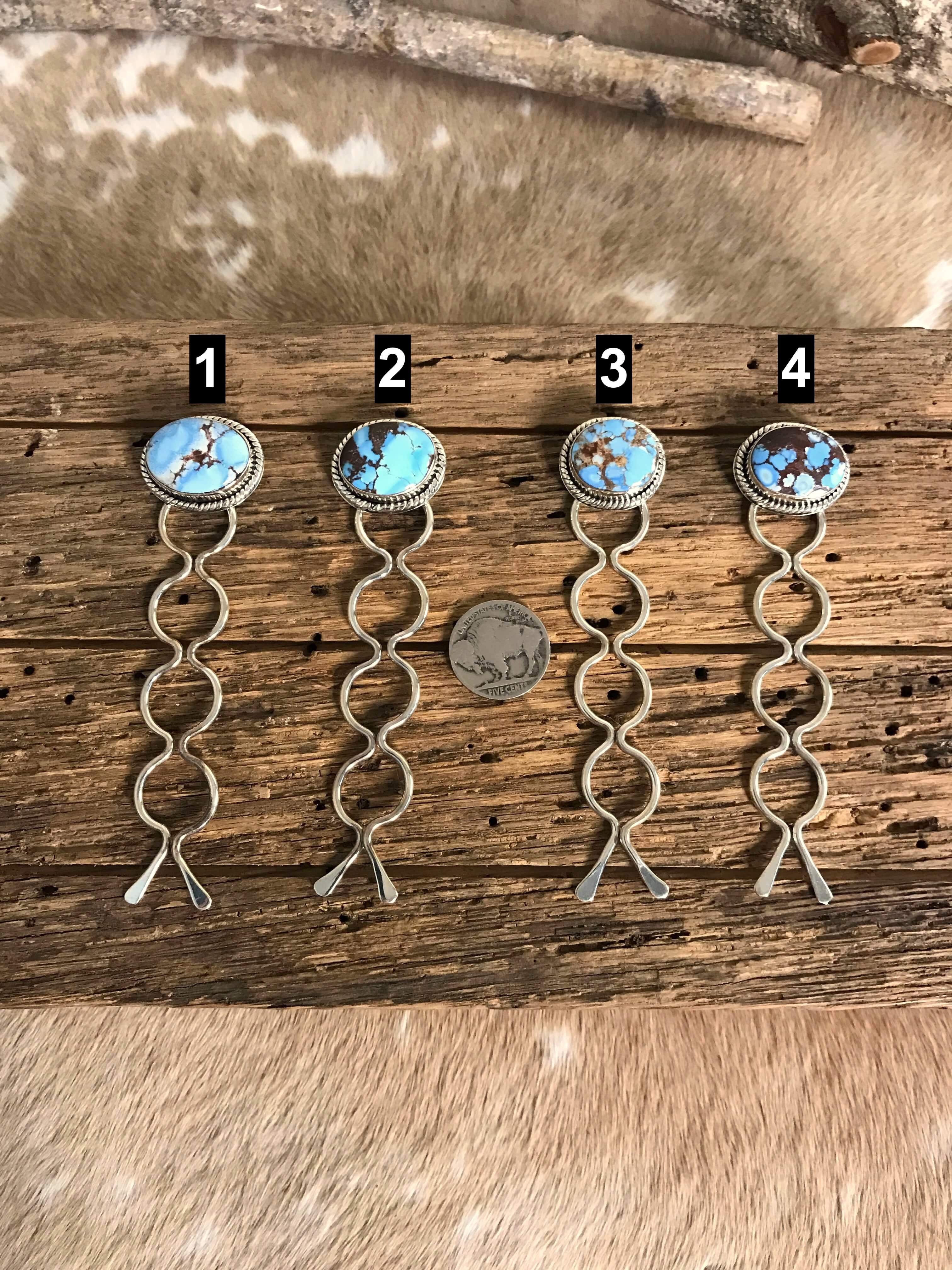 The Virginia Golden Hills Hair Pins-Hair Accessories-Calli Co., Turquoise and Silver Jewelry, Native American Handmade, Zuni Tribe, Navajo Tribe, Brock Texas