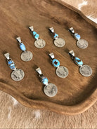 The Golden Hills Dime Pendants-Pendants-Calli Co., Turquoise and Silver Jewelry, Native American Handmade, Zuni Tribe, Navajo Tribe, Brock Texas