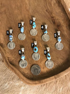 The Golden Hills Dime Pendants-Pendants-Calli Co., Turquoise and Silver Jewelry, Native American Handmade, Zuni Tribe, Navajo Tribe, Brock Texas