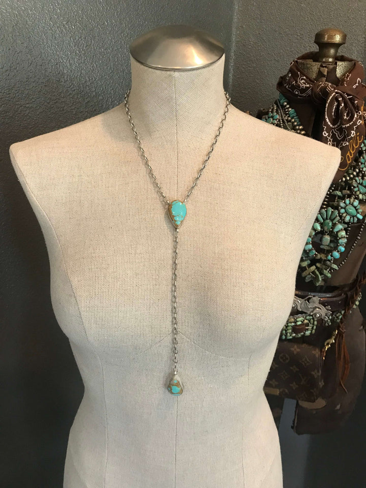 The Ace Lariat Necklace, 10-Necklaces-Calli Co., Turquoise and Silver Jewelry, Native American Handmade, Zuni Tribe, Navajo Tribe, Brock Texas