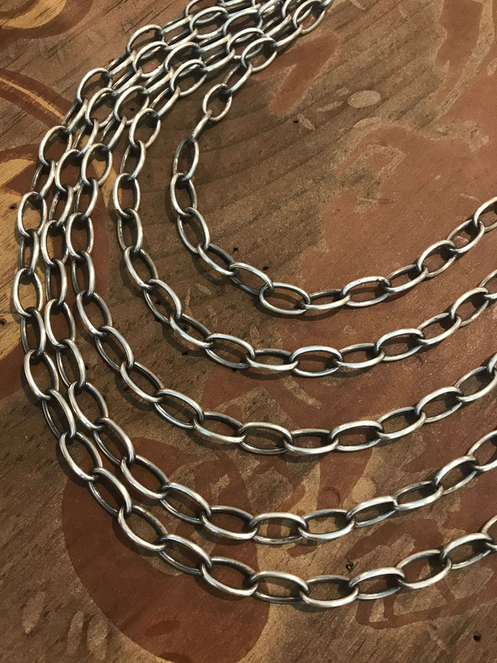 The Mellow Sterling Chain Necklace-Necklaces-Calli Co., Turquoise and Silver Jewelry, Native American Handmade, Zuni Tribe, Navajo Tribe, Brock Texas