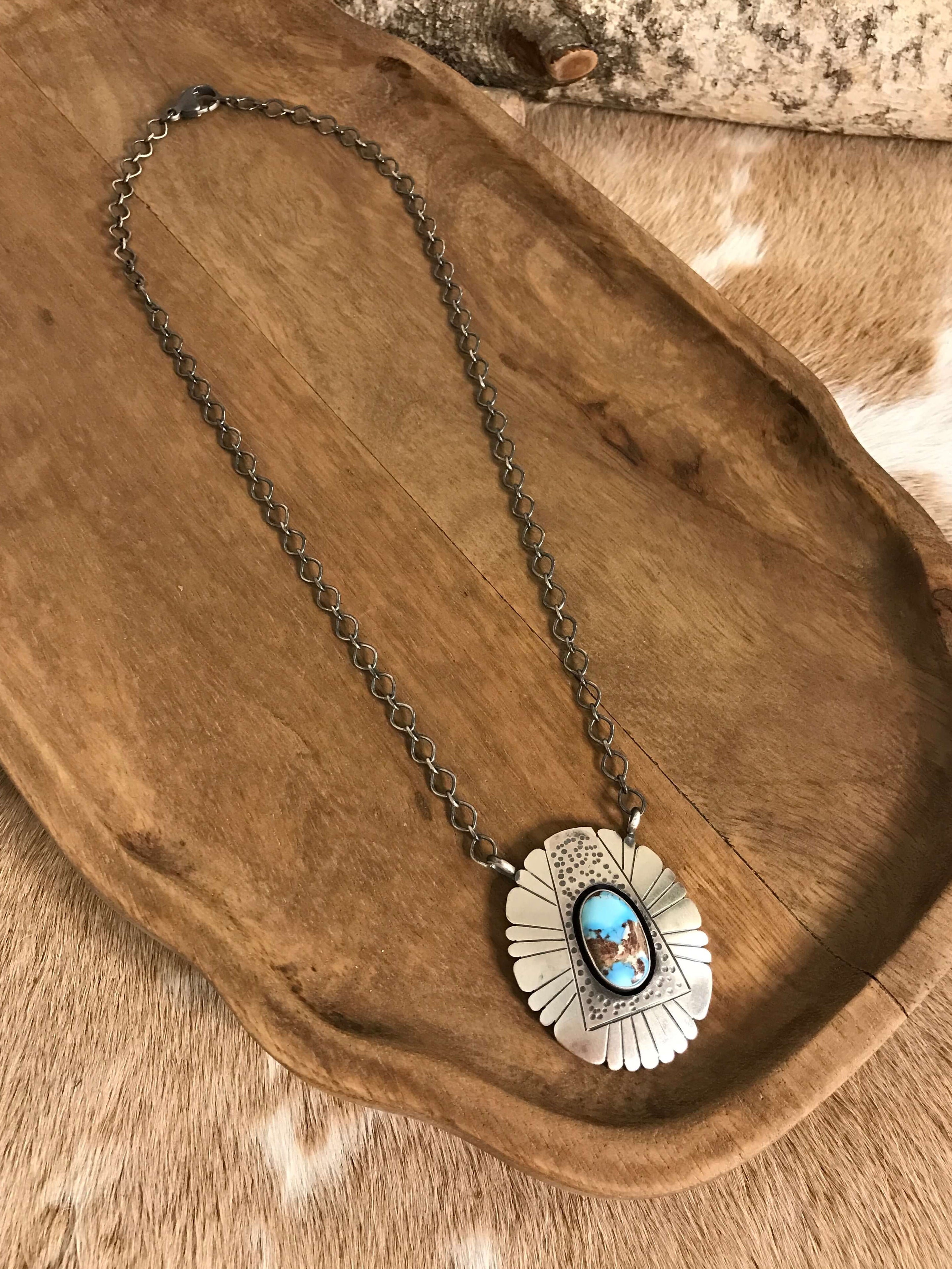 The Ronan Necklace, 1-Necklaces-Calli Co., Turquoise and Silver Jewelry, Native American Handmade, Zuni Tribe, Navajo Tribe, Brock Texas