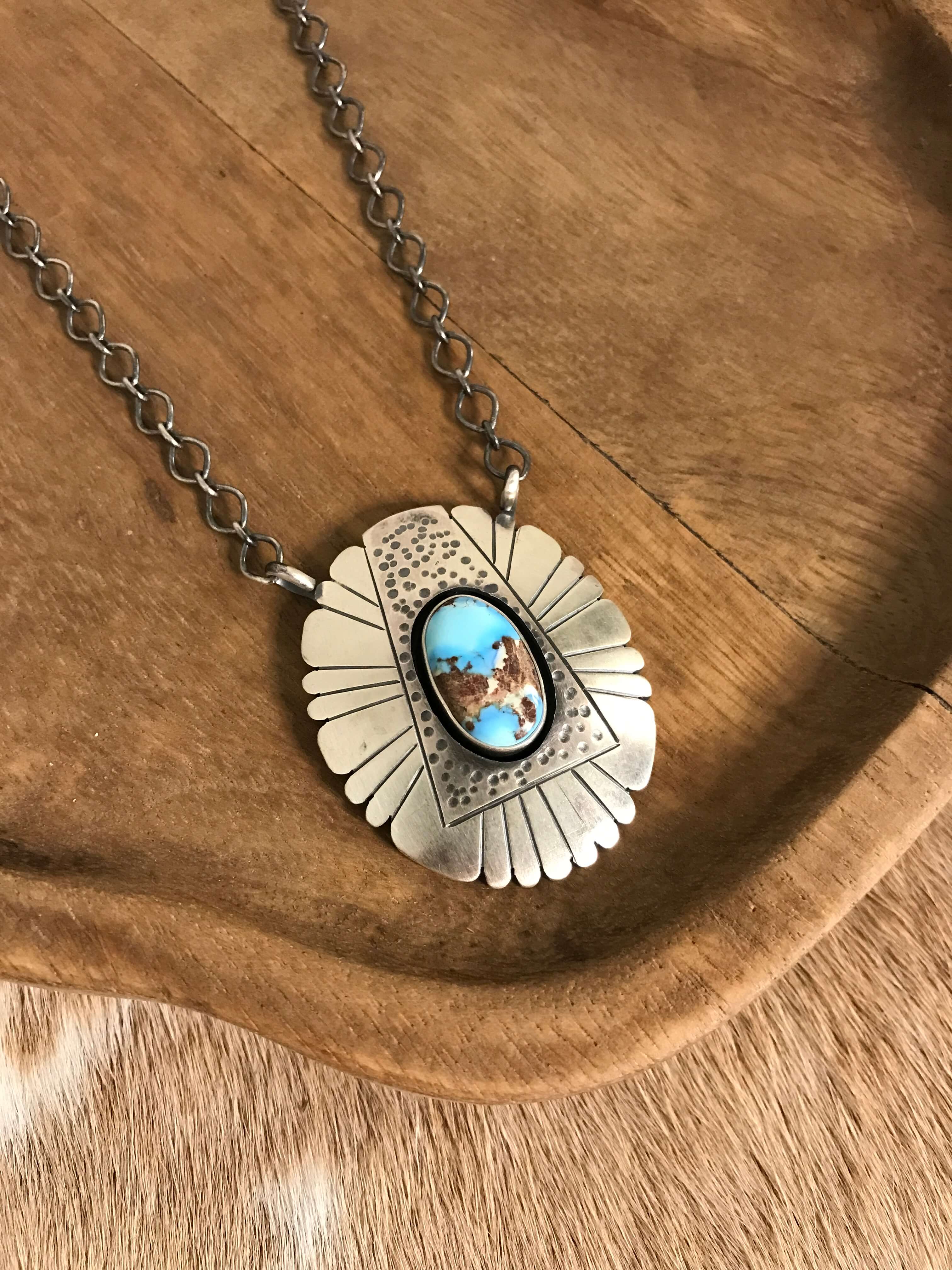 The Ronan Necklace, 1-Necklaces-Calli Co., Turquoise and Silver Jewelry, Native American Handmade, Zuni Tribe, Navajo Tribe, Brock Texas
