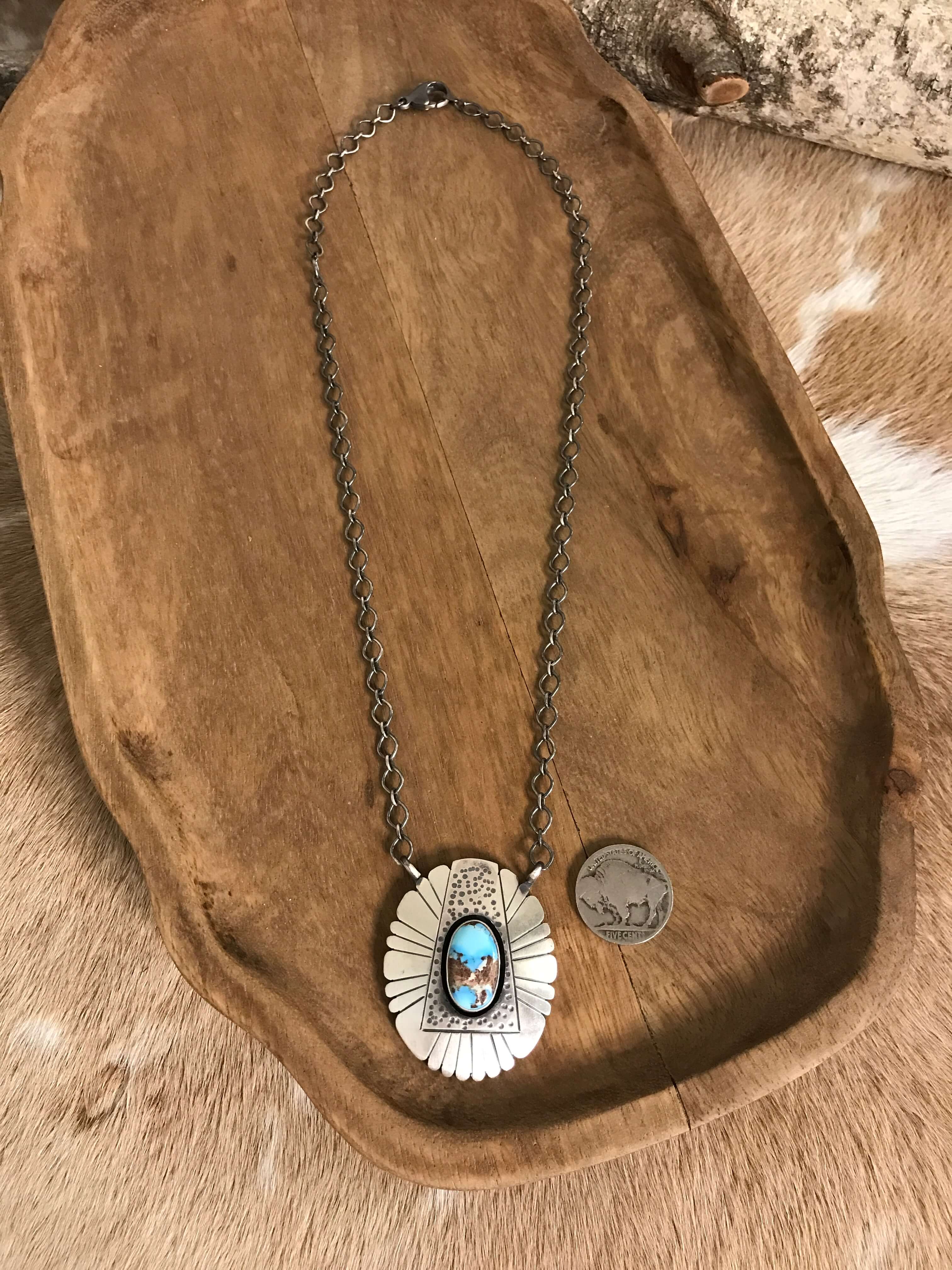 The Ronan Necklace, 1-Necklaces-Calli Co., Turquoise and Silver Jewelry, Native American Handmade, Zuni Tribe, Navajo Tribe, Brock Texas