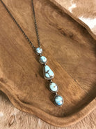 The Arroyo 5 Stone Lariat Necklace, 2-Necklaces-Calli Co., Turquoise and Silver Jewelry, Native American Handmade, Zuni Tribe, Navajo Tribe, Brock Texas