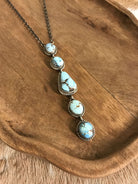 The Arroyo 5 Stone Lariat Necklace, 2-Necklaces-Calli Co., Turquoise and Silver Jewelry, Native American Handmade, Zuni Tribe, Navajo Tribe, Brock Texas