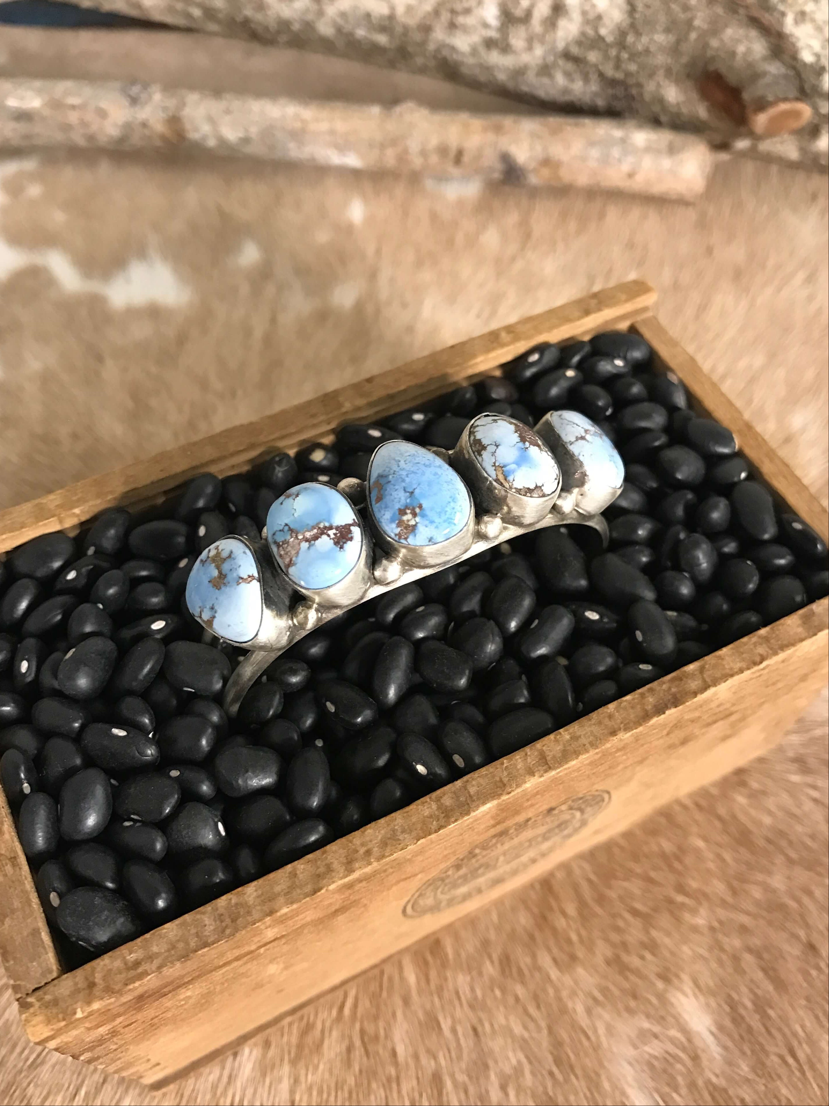 The Giddings 5 Stone Cuff, 1-Bracelets & Cuffs-Calli Co., Turquoise and Silver Jewelry, Native American Handmade, Zuni Tribe, Navajo Tribe, Brock Texas