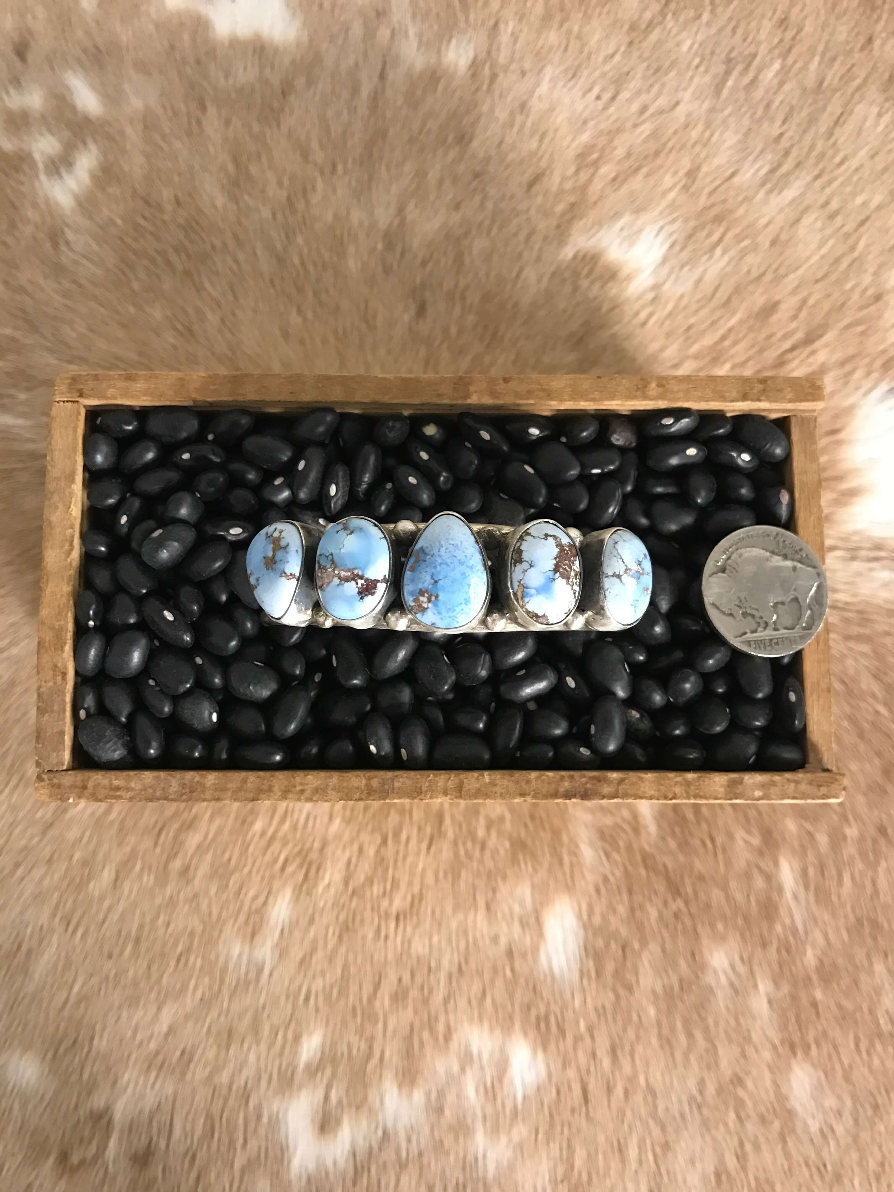 The Giddings 5 Stone Cuff, 1-Bracelets & Cuffs-Calli Co., Turquoise and Silver Jewelry, Native American Handmade, Zuni Tribe, Navajo Tribe, Brock Texas