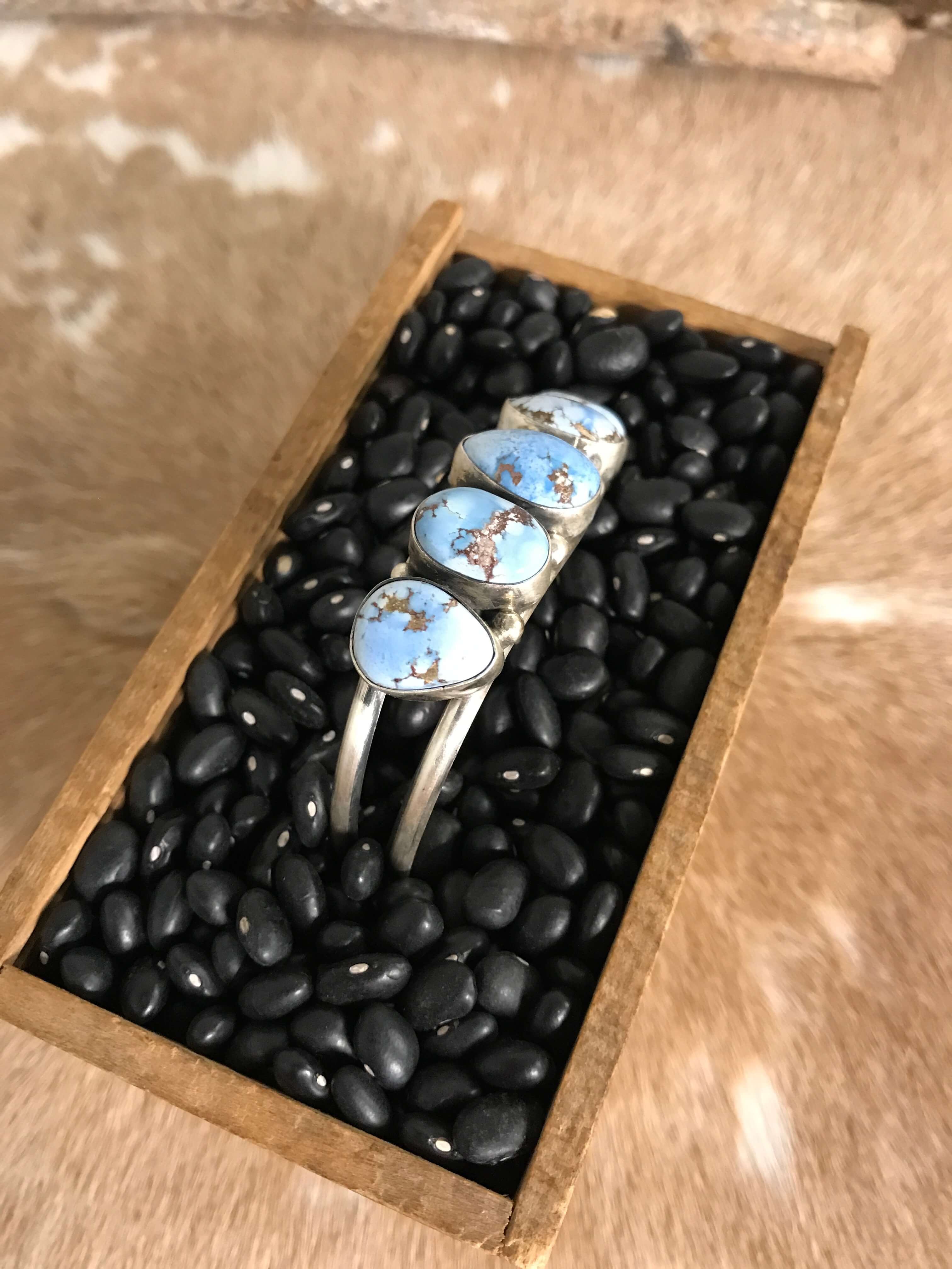 The Giddings 5 Stone Cuff, 1-Bracelets & Cuffs-Calli Co., Turquoise and Silver Jewelry, Native American Handmade, Zuni Tribe, Navajo Tribe, Brock Texas