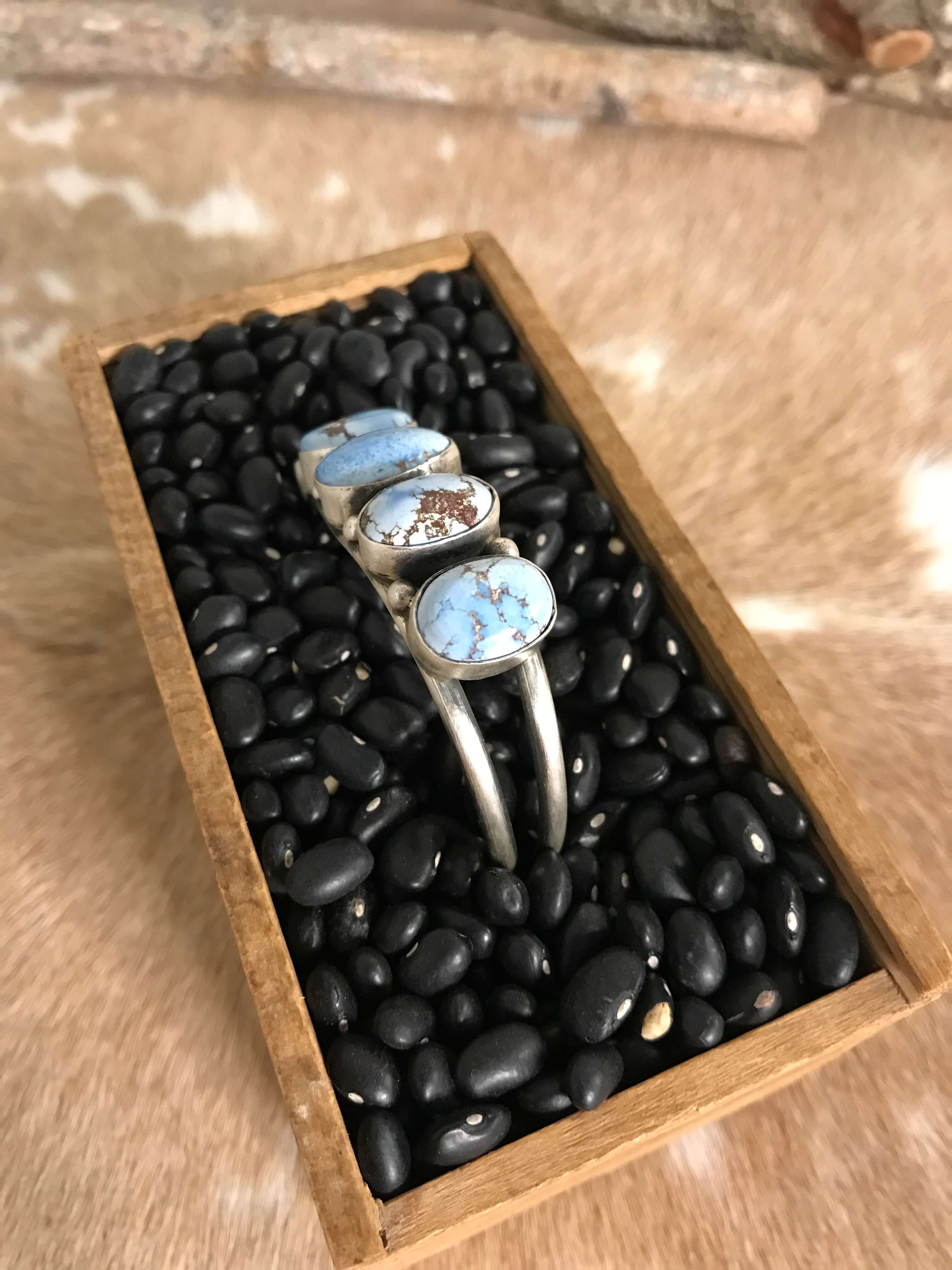 The Giddings 5 Stone Cuff, 1-Bracelets & Cuffs-Calli Co., Turquoise and Silver Jewelry, Native American Handmade, Zuni Tribe, Navajo Tribe, Brock Texas