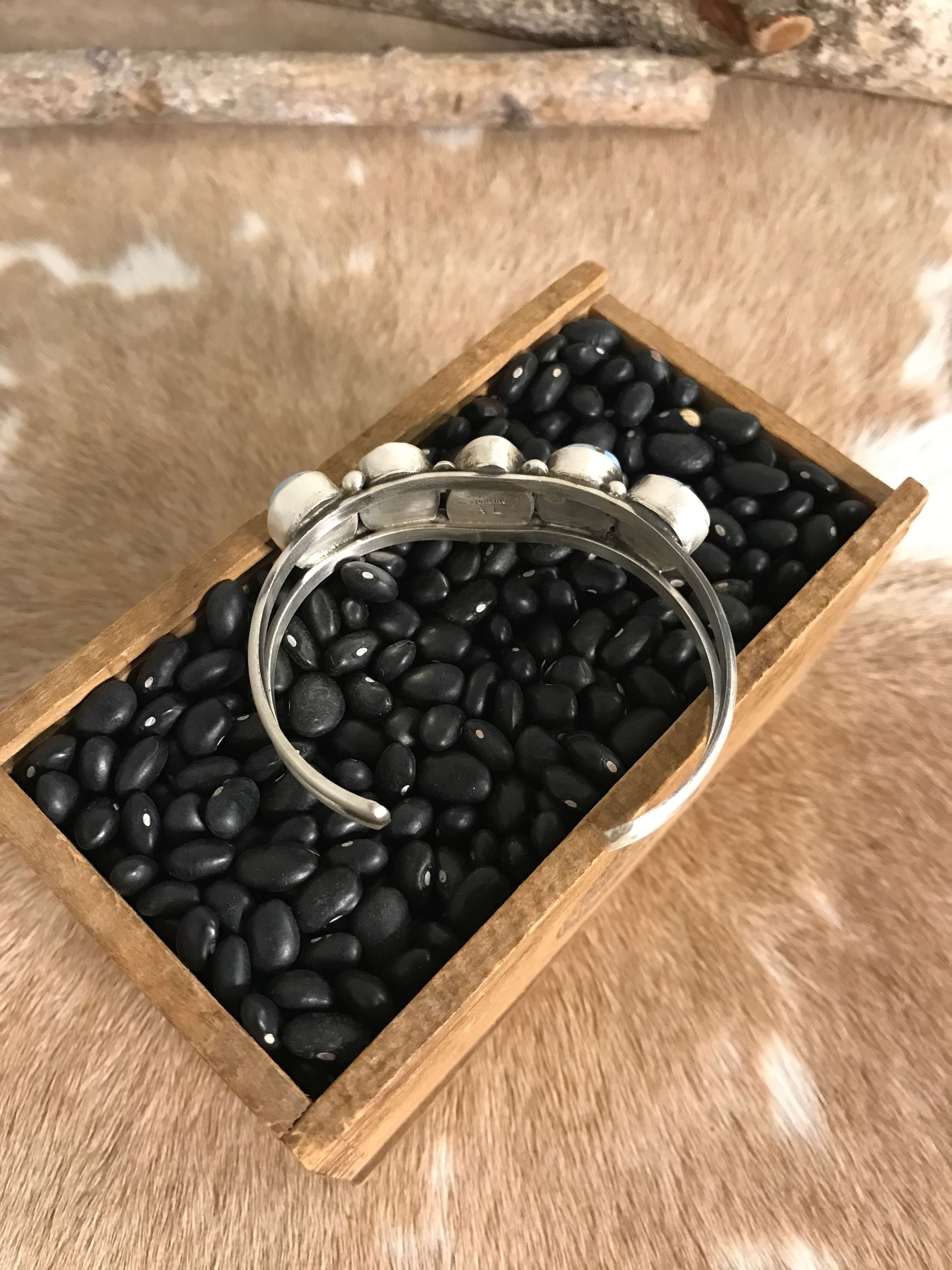 The Giddings 5 Stone Cuff, 1-Bracelets & Cuffs-Calli Co., Turquoise and Silver Jewelry, Native American Handmade, Zuni Tribe, Navajo Tribe, Brock Texas