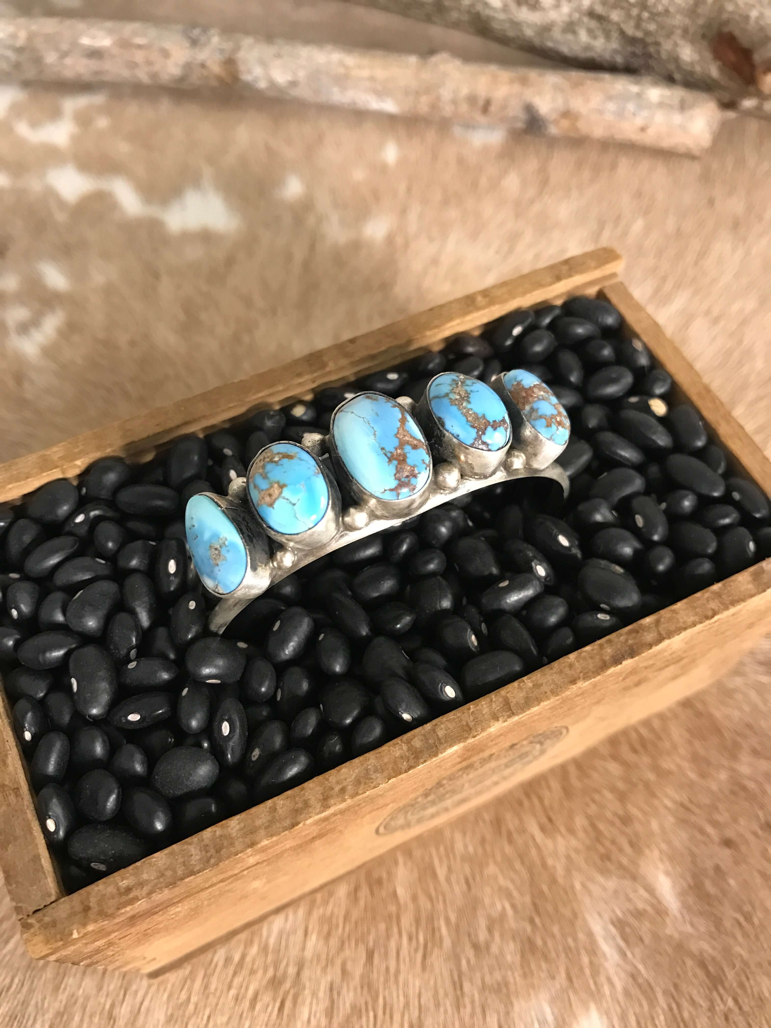 The Giddings 5 Stone Cuff, 2-Bracelets & Cuffs-Calli Co., Turquoise and Silver Jewelry, Native American Handmade, Zuni Tribe, Navajo Tribe, Brock Texas