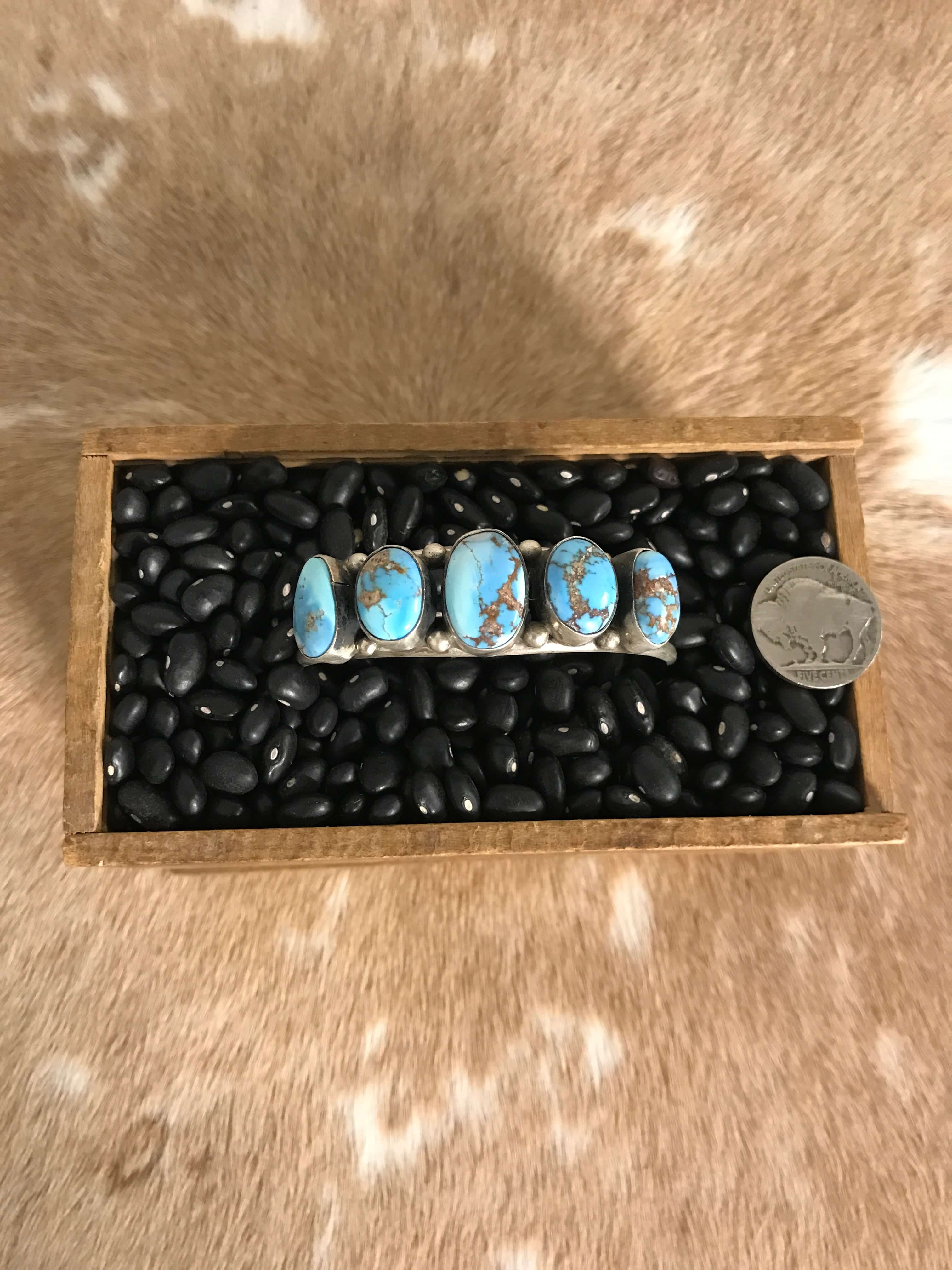 The Giddings 5 Stone Cuff, 2-Bracelets & Cuffs-Calli Co., Turquoise and Silver Jewelry, Native American Handmade, Zuni Tribe, Navajo Tribe, Brock Texas