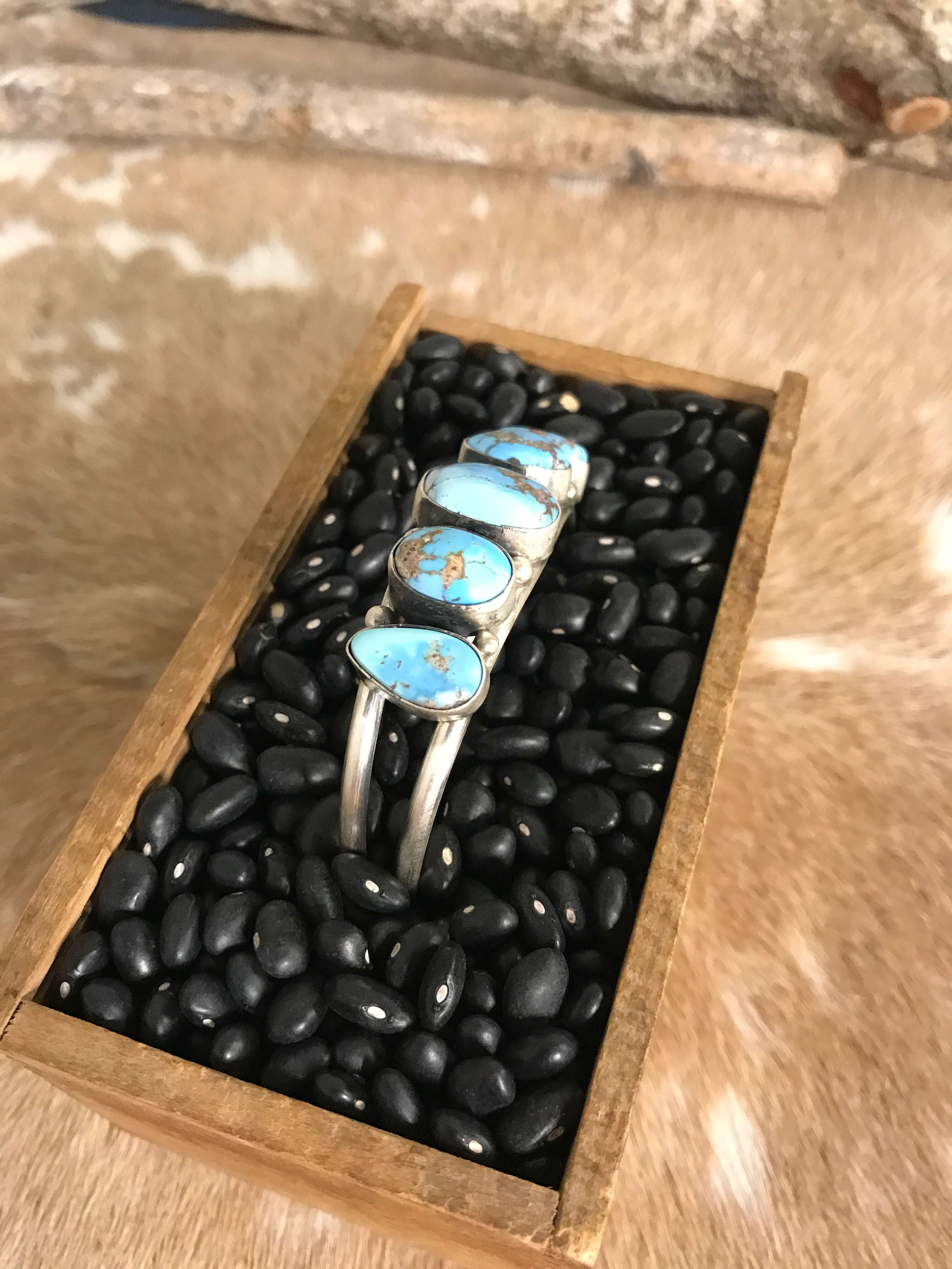 The Giddings 5 Stone Cuff, 2-Bracelets & Cuffs-Calli Co., Turquoise and Silver Jewelry, Native American Handmade, Zuni Tribe, Navajo Tribe, Brock Texas