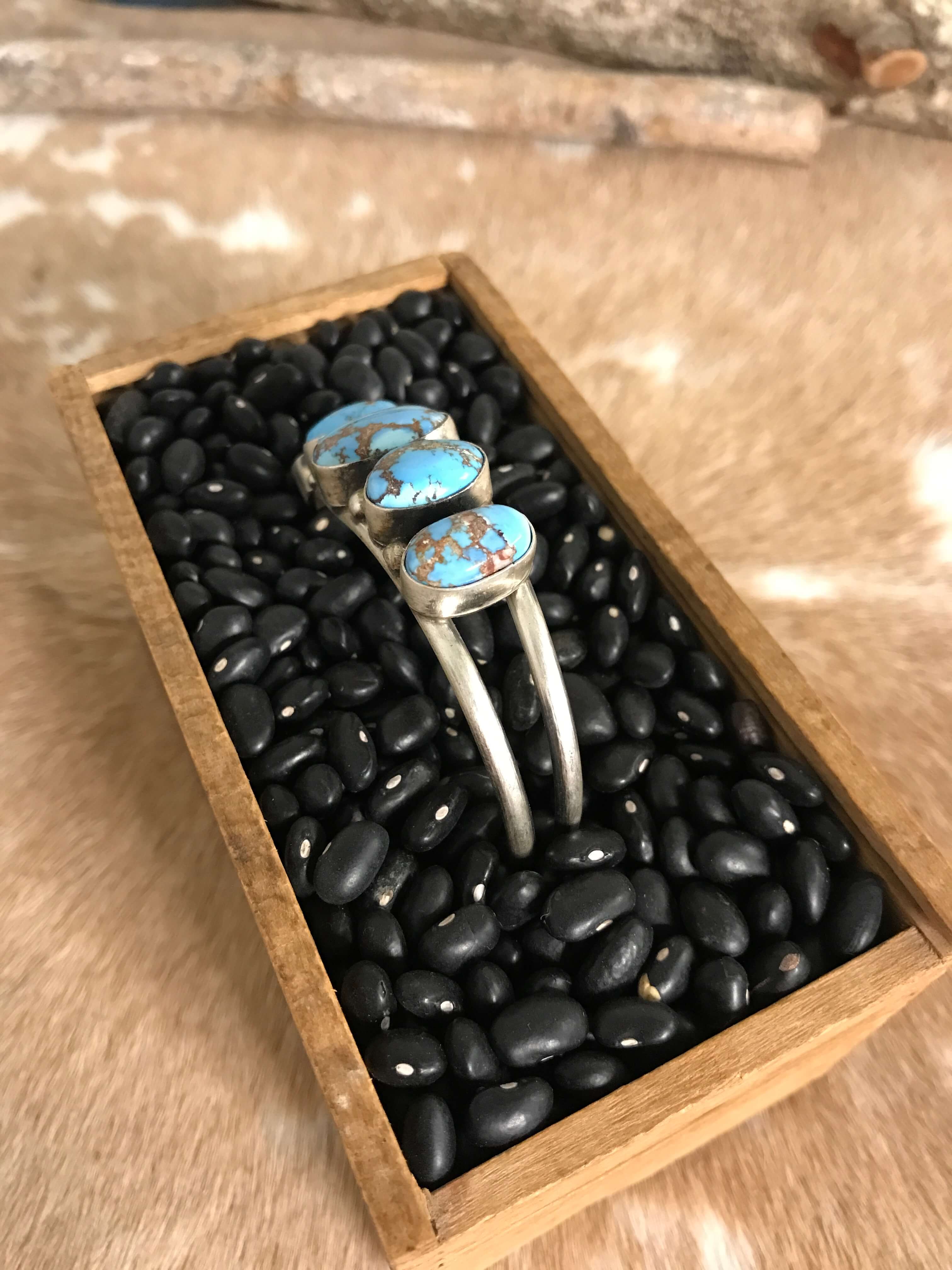 The Giddings 5 Stone Cuff, 2-Bracelets & Cuffs-Calli Co., Turquoise and Silver Jewelry, Native American Handmade, Zuni Tribe, Navajo Tribe, Brock Texas