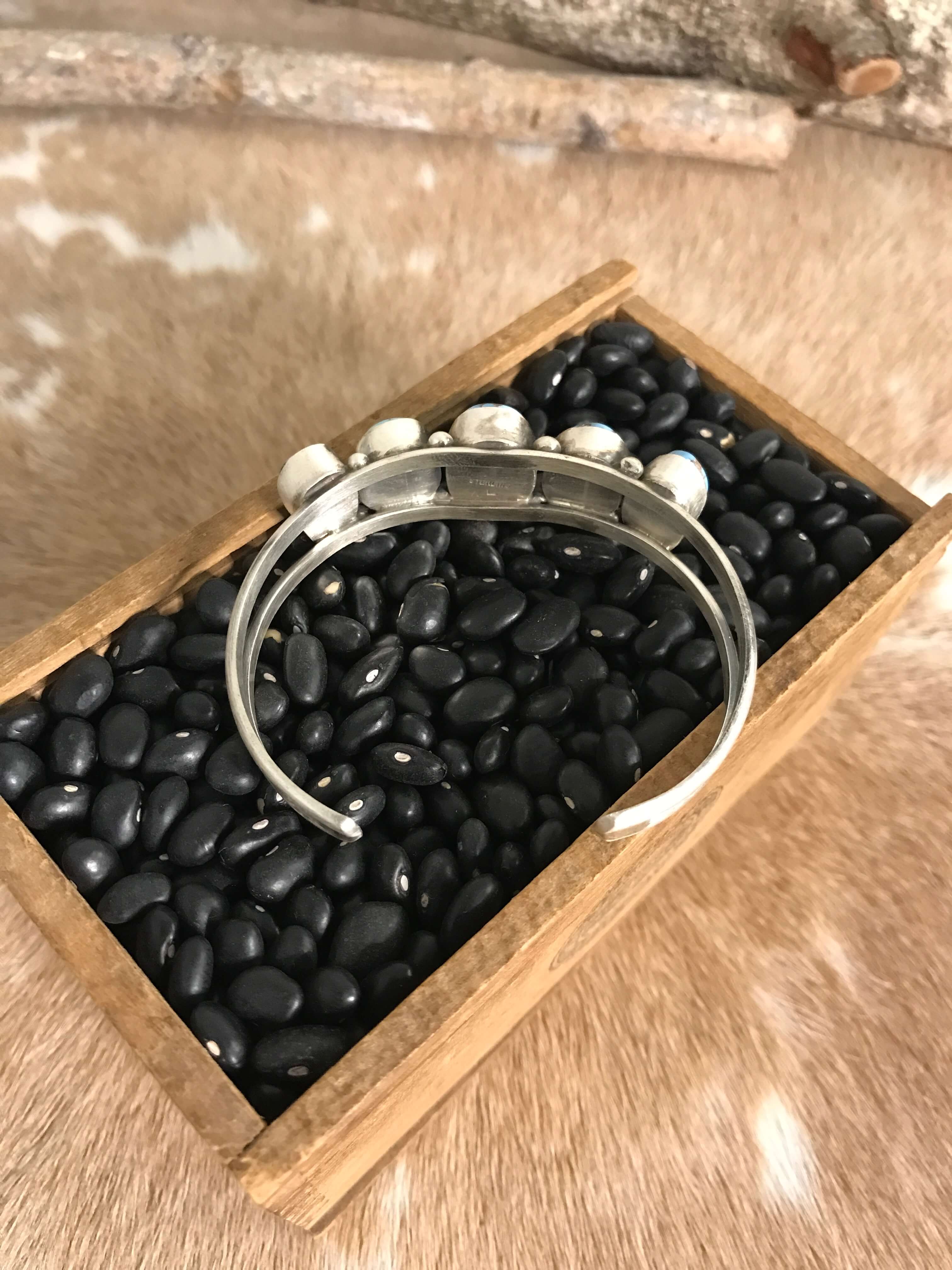 The Giddings 5 Stone Cuff, 2-Bracelets & Cuffs-Calli Co., Turquoise and Silver Jewelry, Native American Handmade, Zuni Tribe, Navajo Tribe, Brock Texas