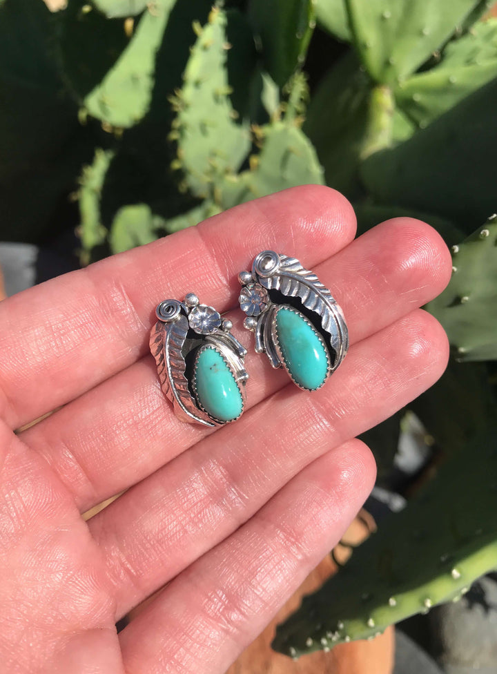 The Belton Studs, 3-Earrings-Calli Co., Turquoise and Silver Jewelry, Native American Handmade, Zuni Tribe, Navajo Tribe, Brock Texas