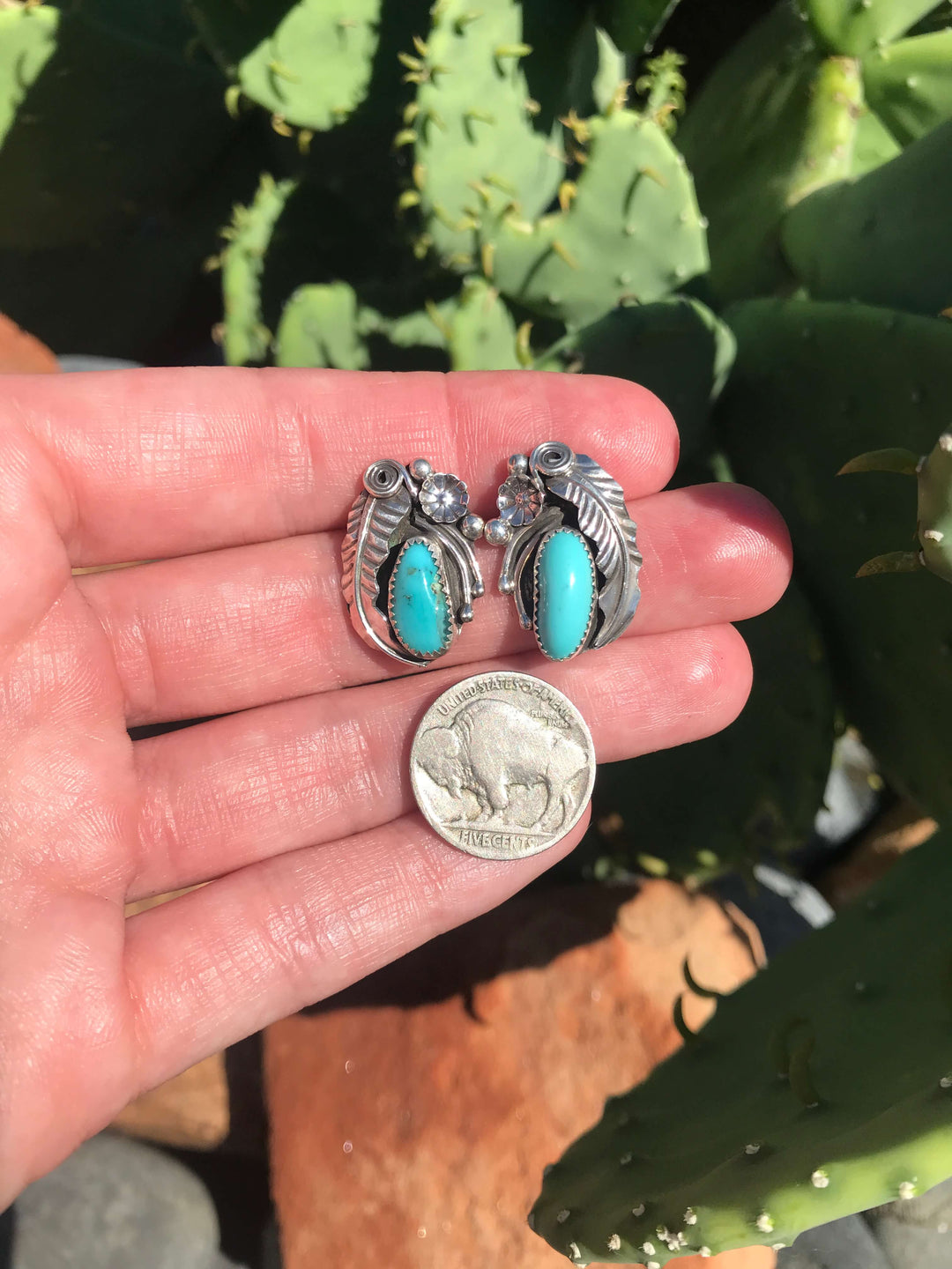 The Belton Studs, 2-Earrings-Calli Co., Turquoise and Silver Jewelry, Native American Handmade, Zuni Tribe, Navajo Tribe, Brock Texas