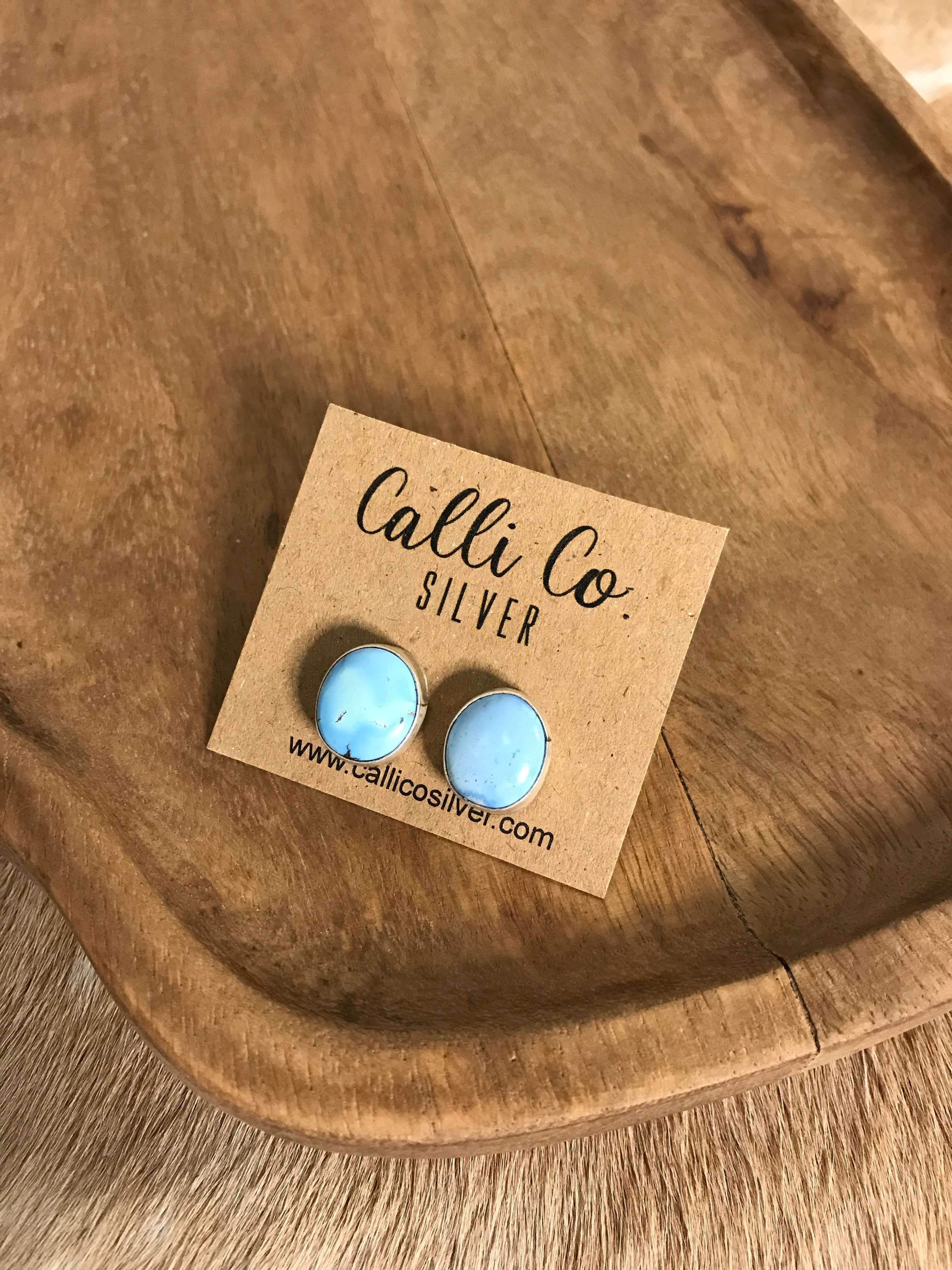 The Golden Hills Studs, 2-Earrings-Calli Co., Turquoise and Silver Jewelry, Native American Handmade, Zuni Tribe, Navajo Tribe, Brock Texas