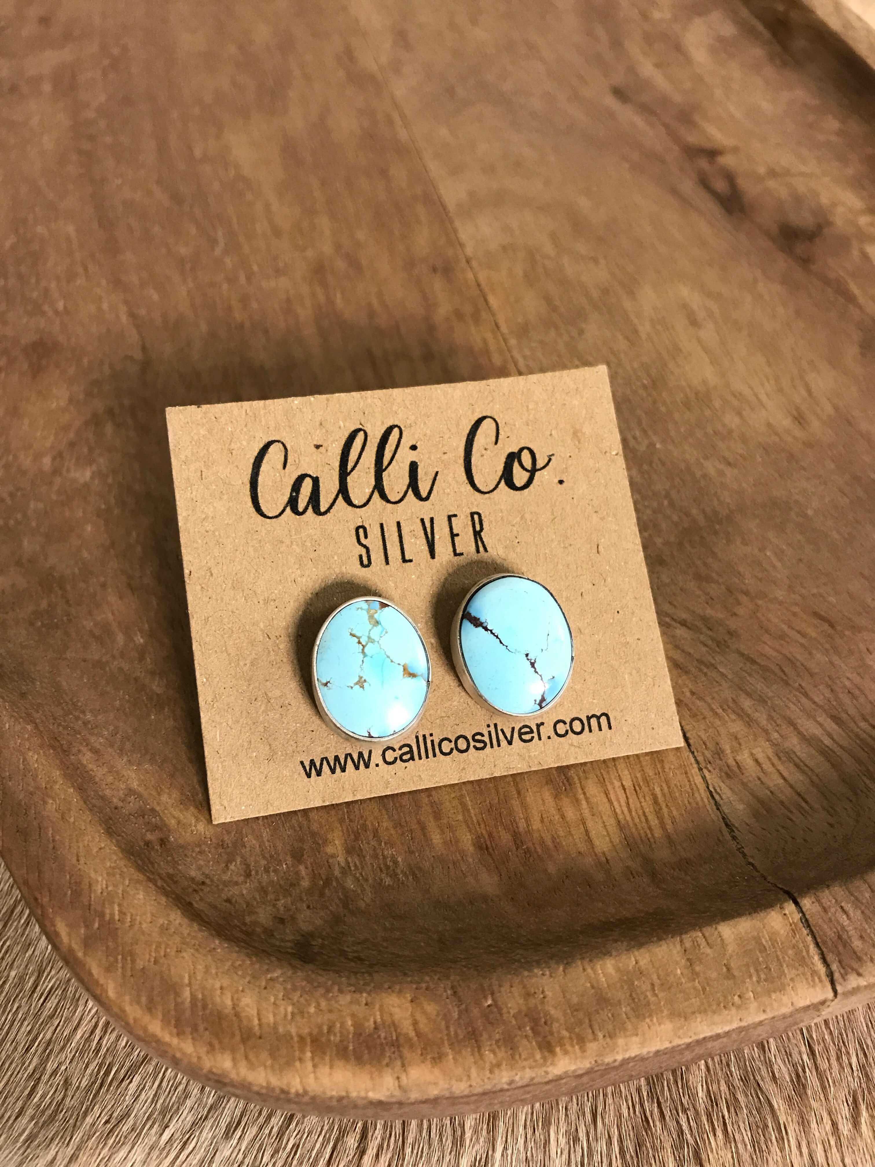 The Golden Hills Studs, 7-Earrings-Calli Co., Turquoise and Silver Jewelry, Native American Handmade, Zuni Tribe, Navajo Tribe, Brock Texas