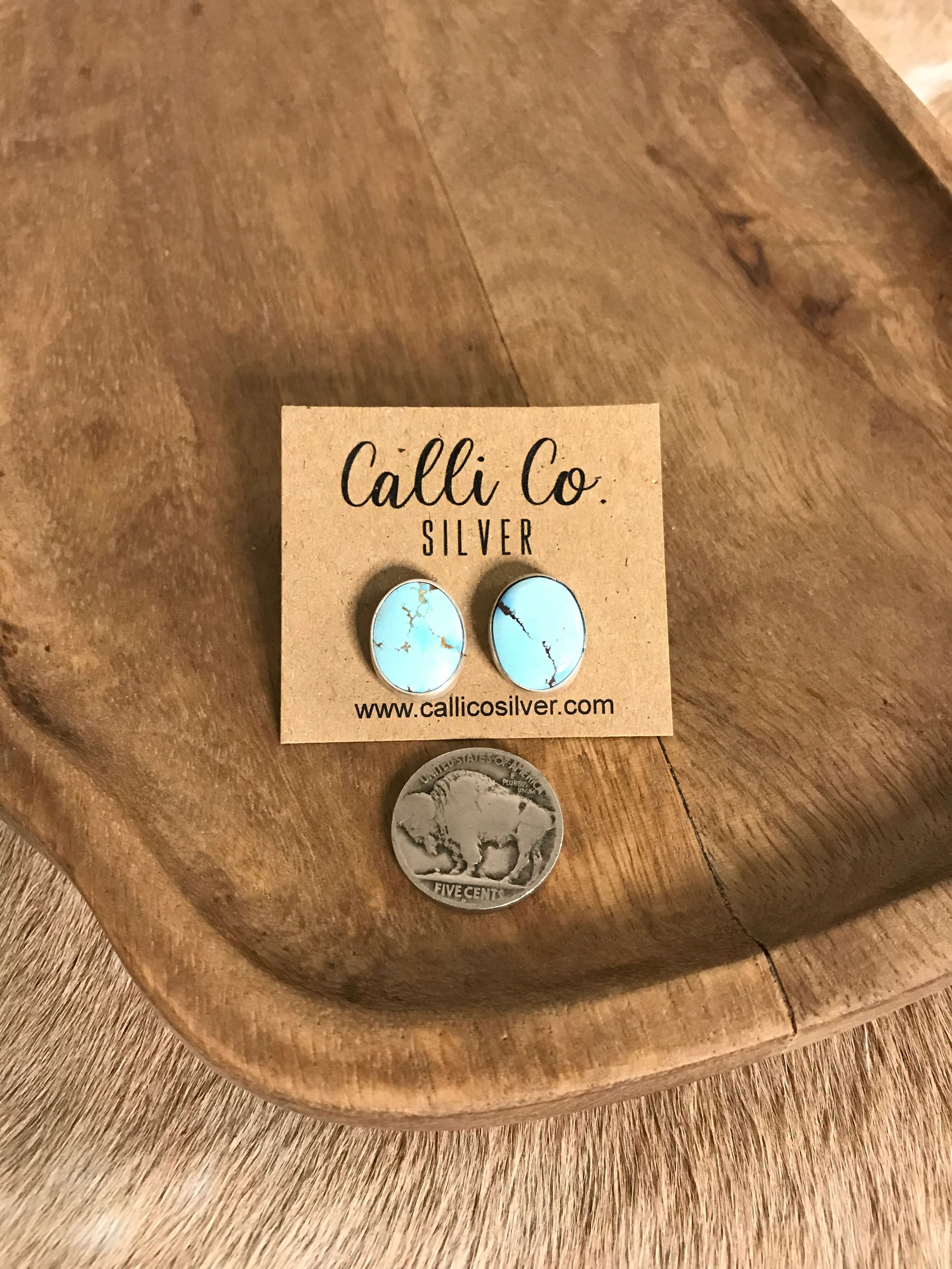 The Golden Hills Studs, 7-Earrings-Calli Co., Turquoise and Silver Jewelry, Native American Handmade, Zuni Tribe, Navajo Tribe, Brock Texas
