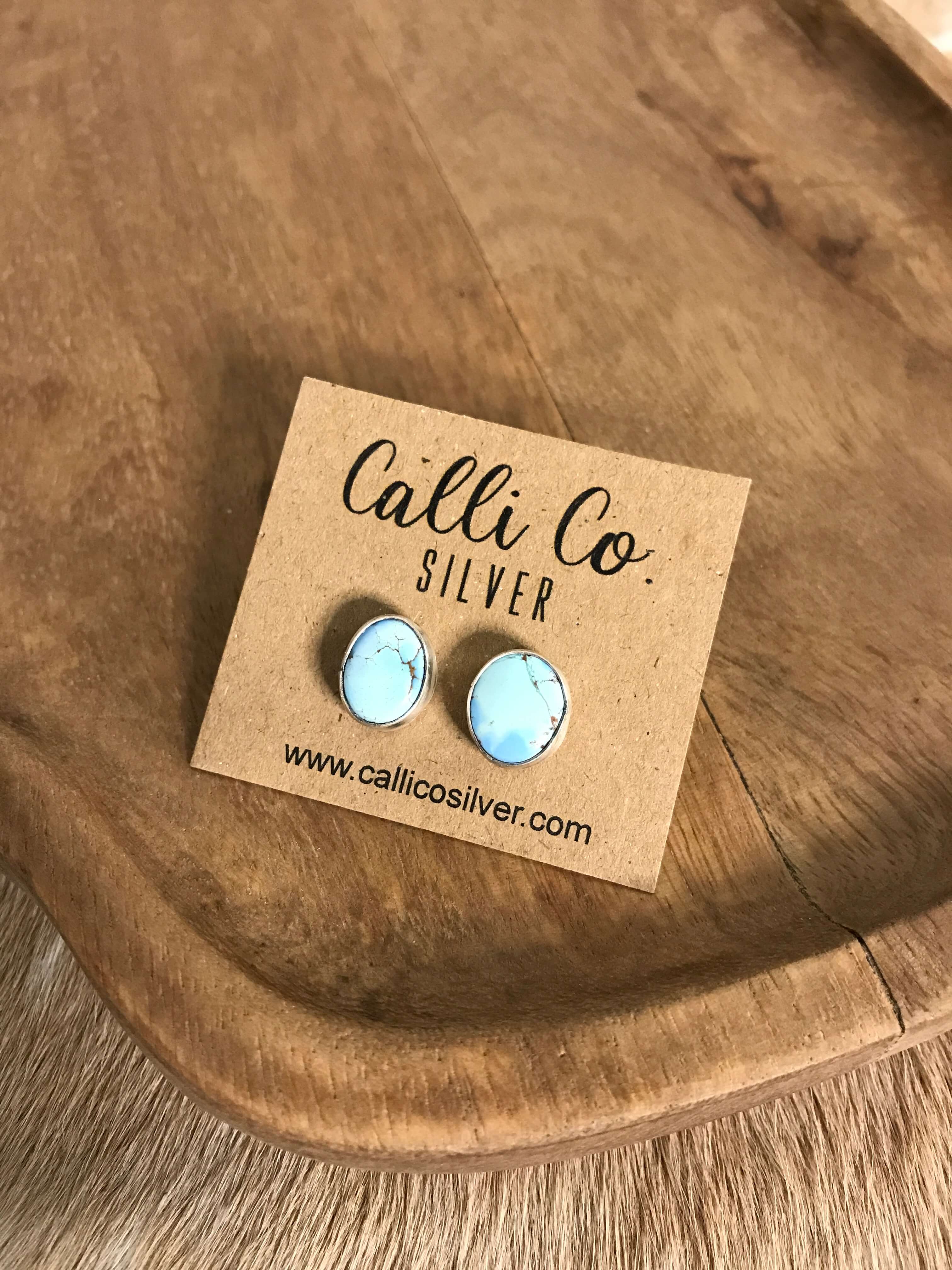 The Golden Hills Studs, 9-Earrings-Calli Co., Turquoise and Silver Jewelry, Native American Handmade, Zuni Tribe, Navajo Tribe, Brock Texas