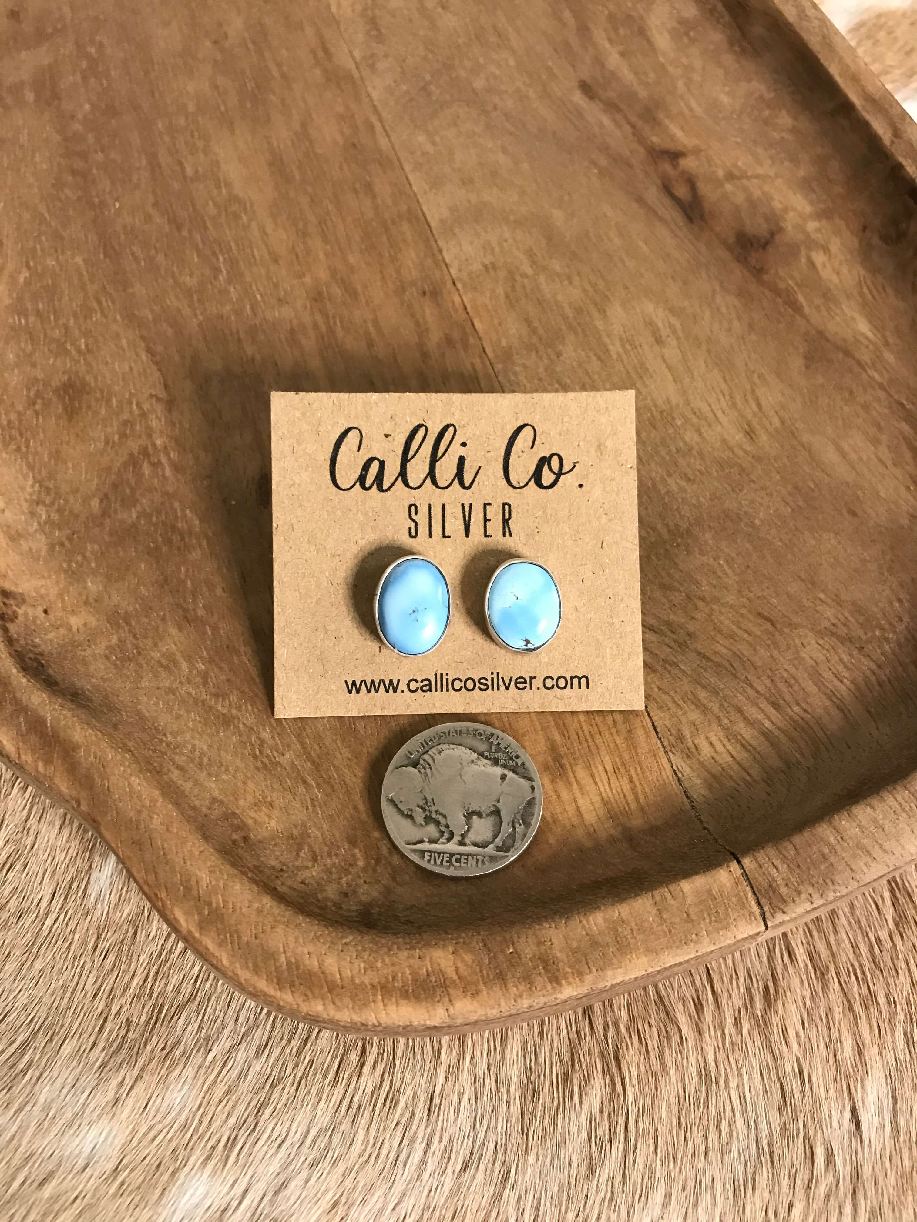 The Golden Hills Studs, 10-Earrings-Calli Co., Turquoise and Silver Jewelry, Native American Handmade, Zuni Tribe, Navajo Tribe, Brock Texas