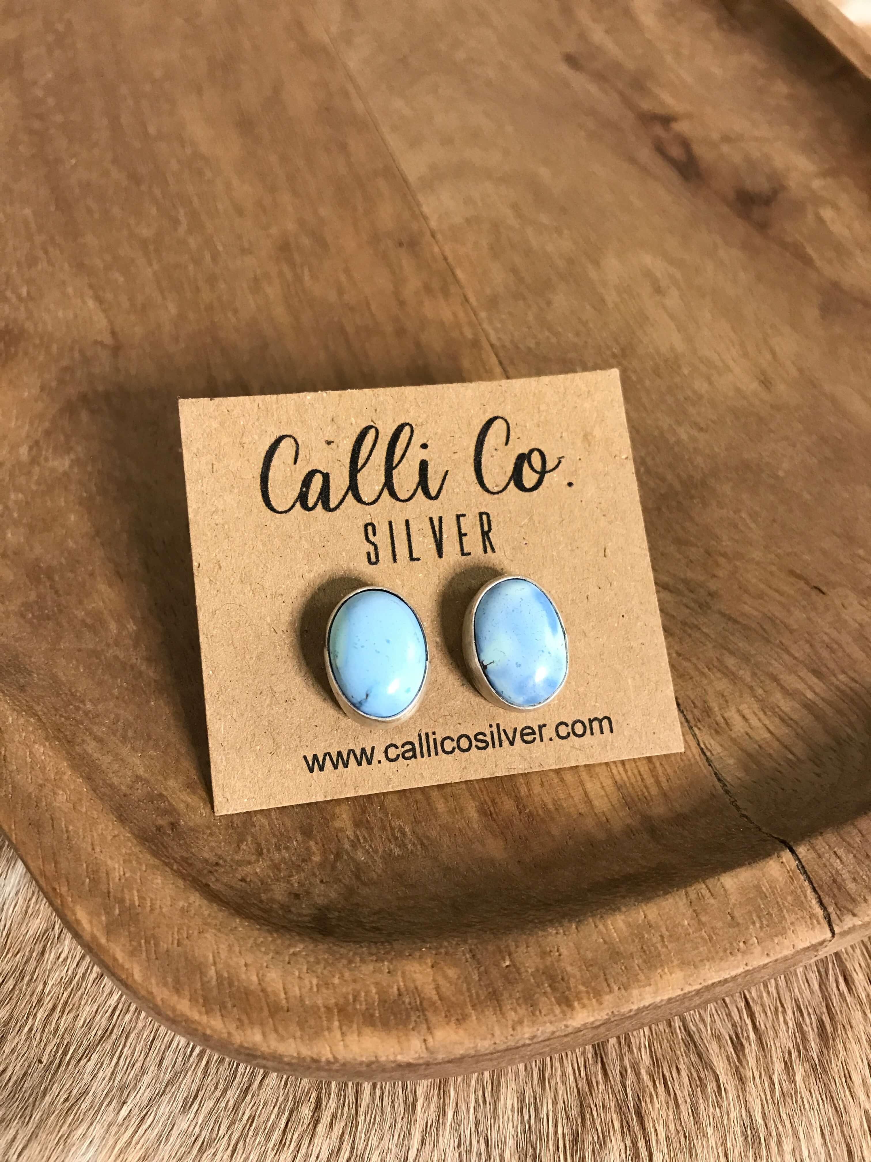 The Golden Hills Studs, 12-Earrings-Calli Co., Turquoise and Silver Jewelry, Native American Handmade, Zuni Tribe, Navajo Tribe, Brock Texas