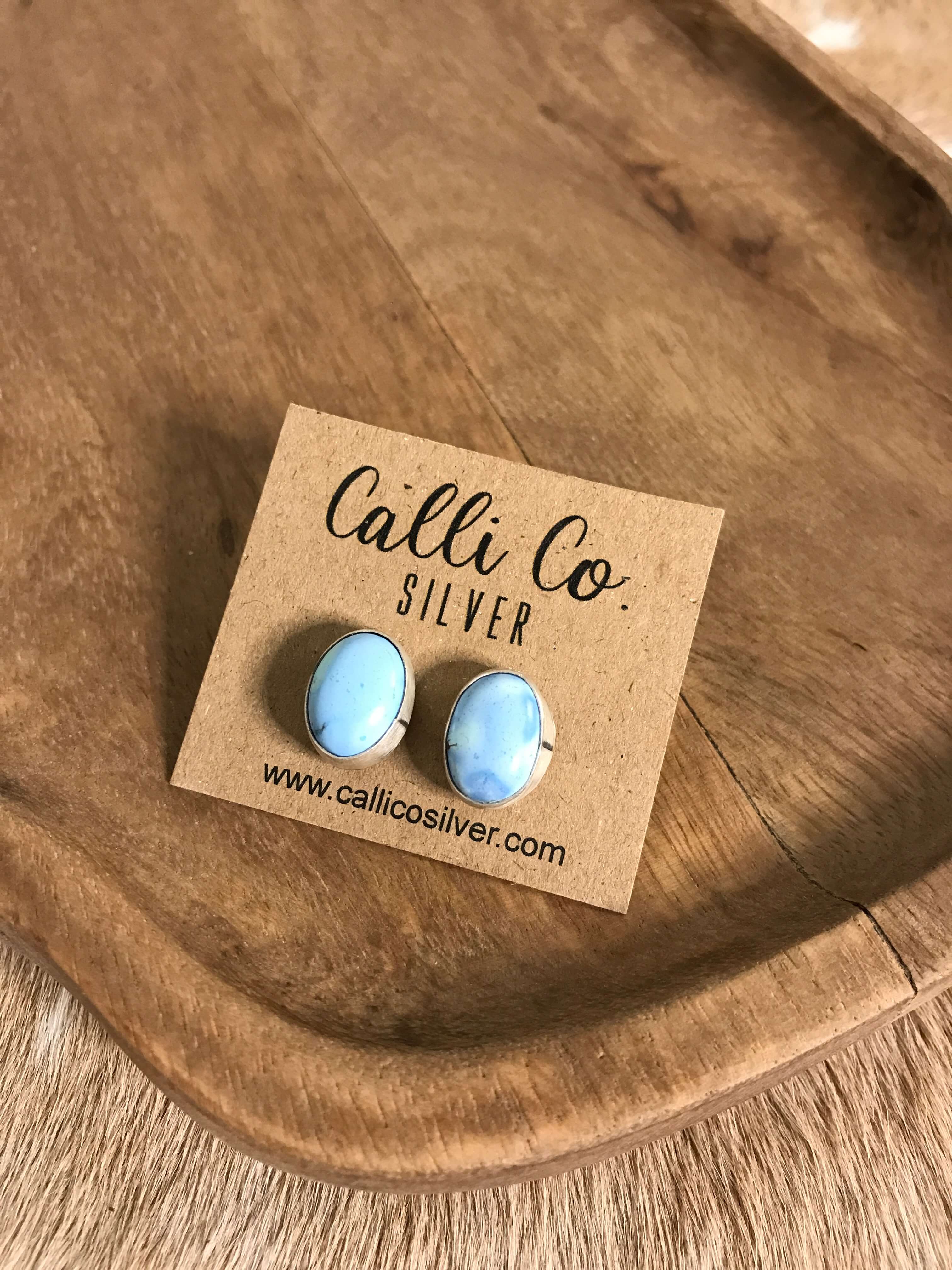 The Golden Hills Studs, 12-Earrings-Calli Co., Turquoise and Silver Jewelry, Native American Handmade, Zuni Tribe, Navajo Tribe, Brock Texas