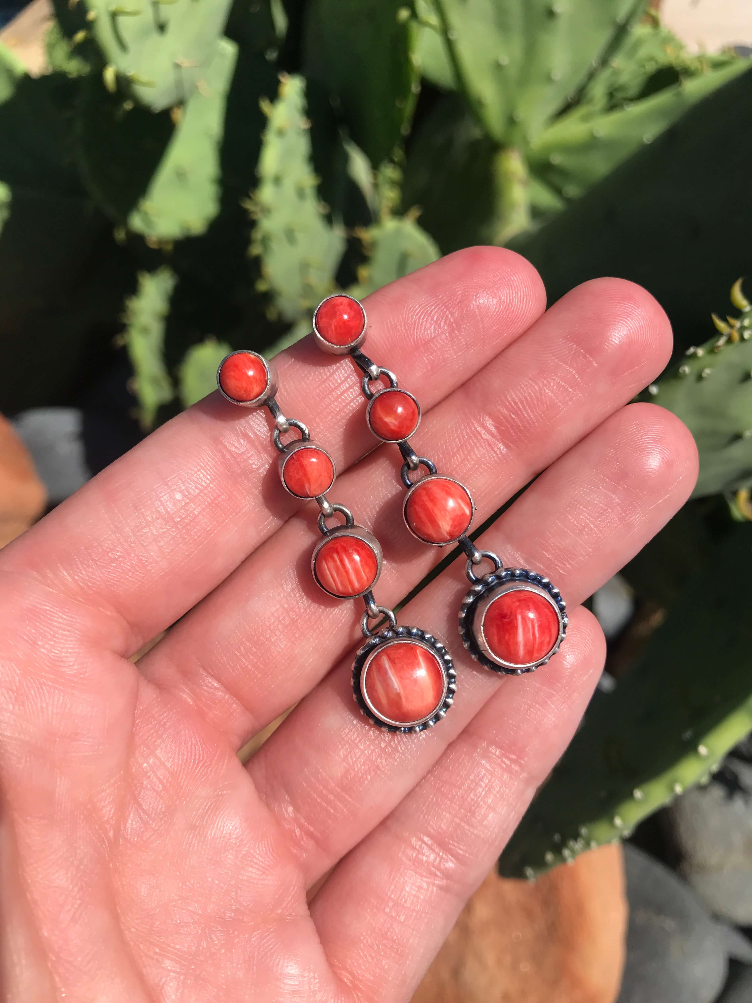 The Burnett Earrings, 2-Earrings-Calli Co., Turquoise and Silver Jewelry, Native American Handmade, Zuni Tribe, Navajo Tribe, Brock Texas