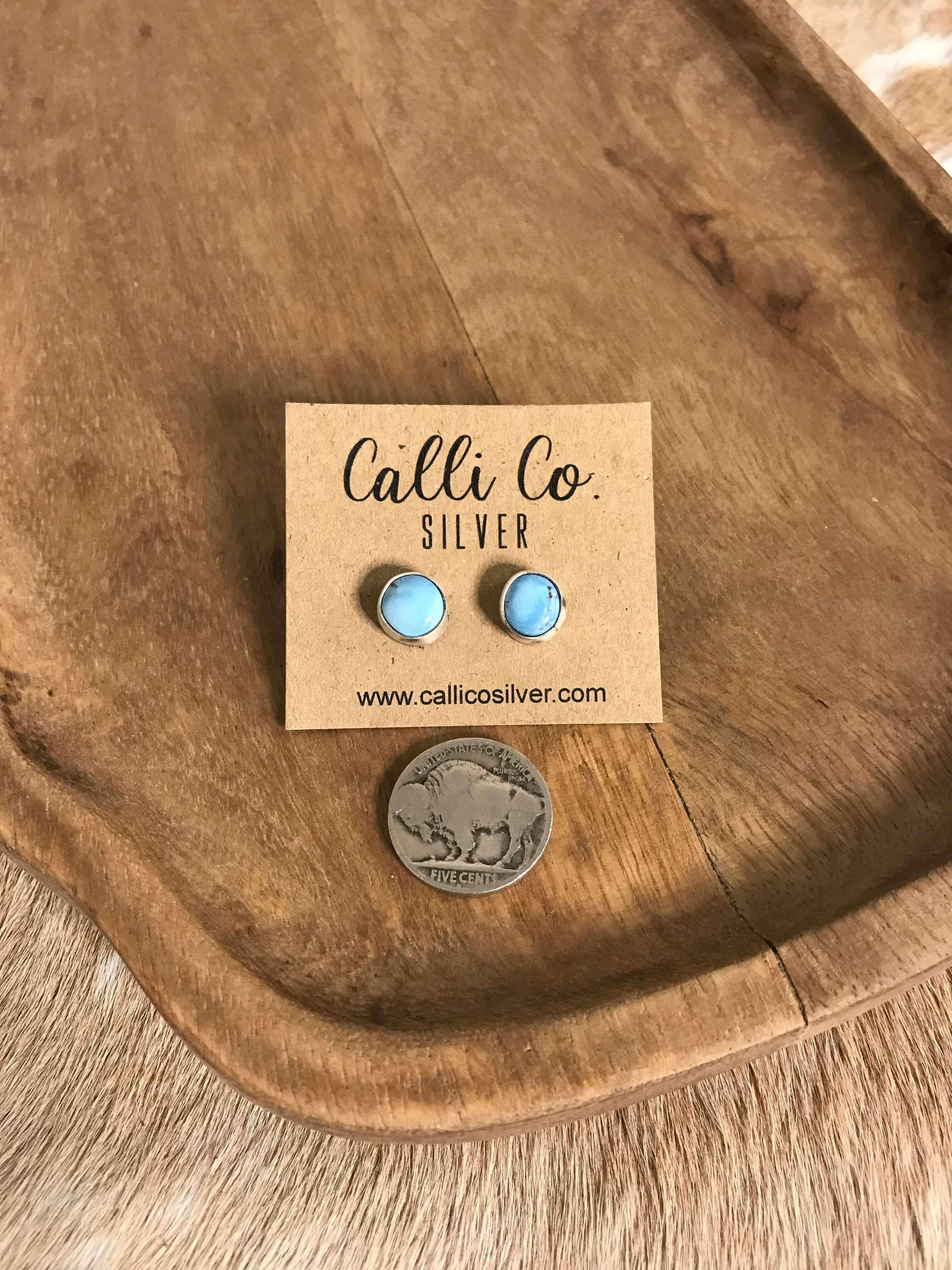 The Golden Hills Studs, 14-Earrings-Calli Co., Turquoise and Silver Jewelry, Native American Handmade, Zuni Tribe, Navajo Tribe, Brock Texas