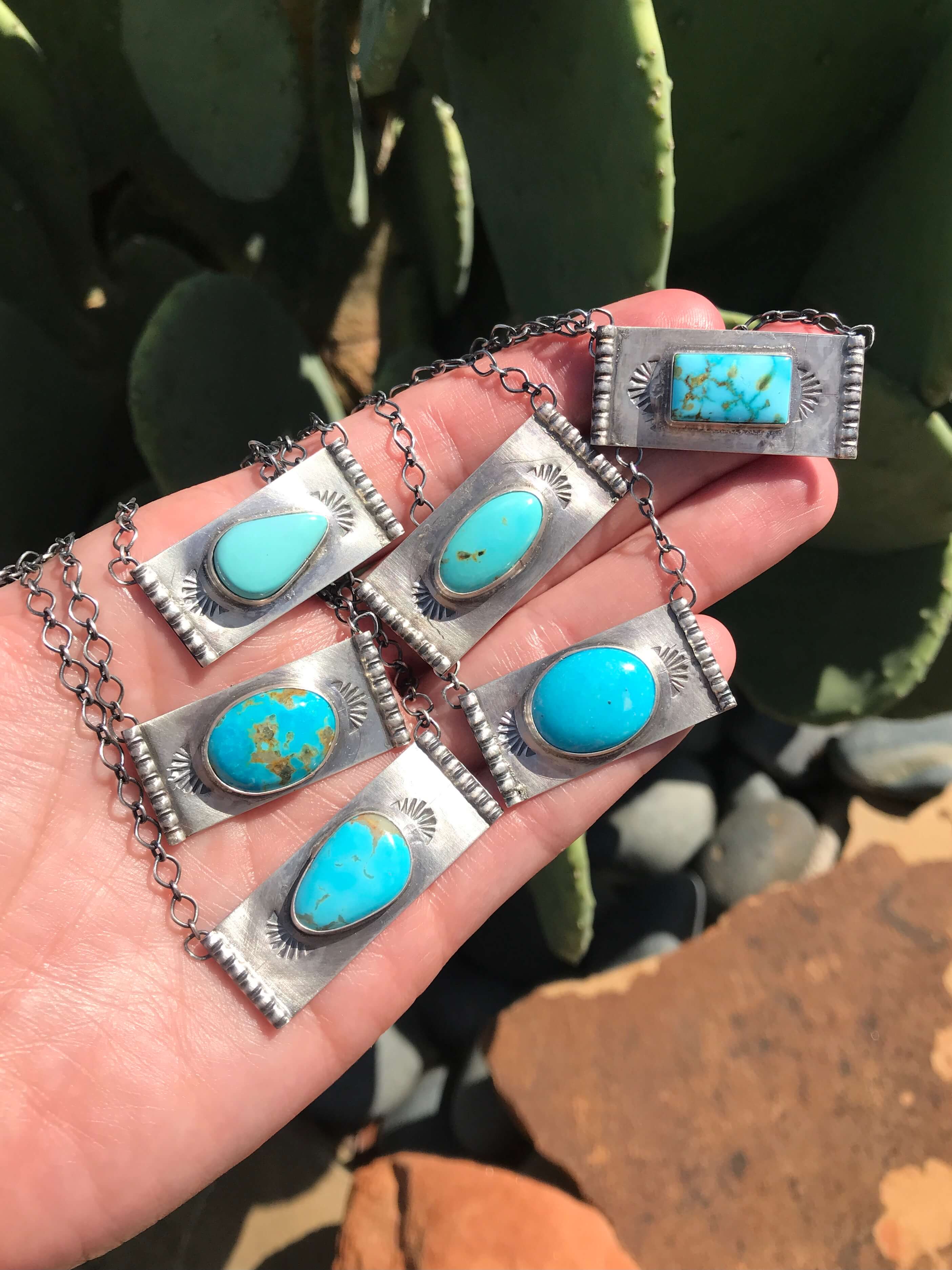 The Skyline Necklaces-Necklaces-Calli Co., Turquoise and Silver Jewelry, Native American Handmade, Zuni Tribe, Navajo Tribe, Brock Texas