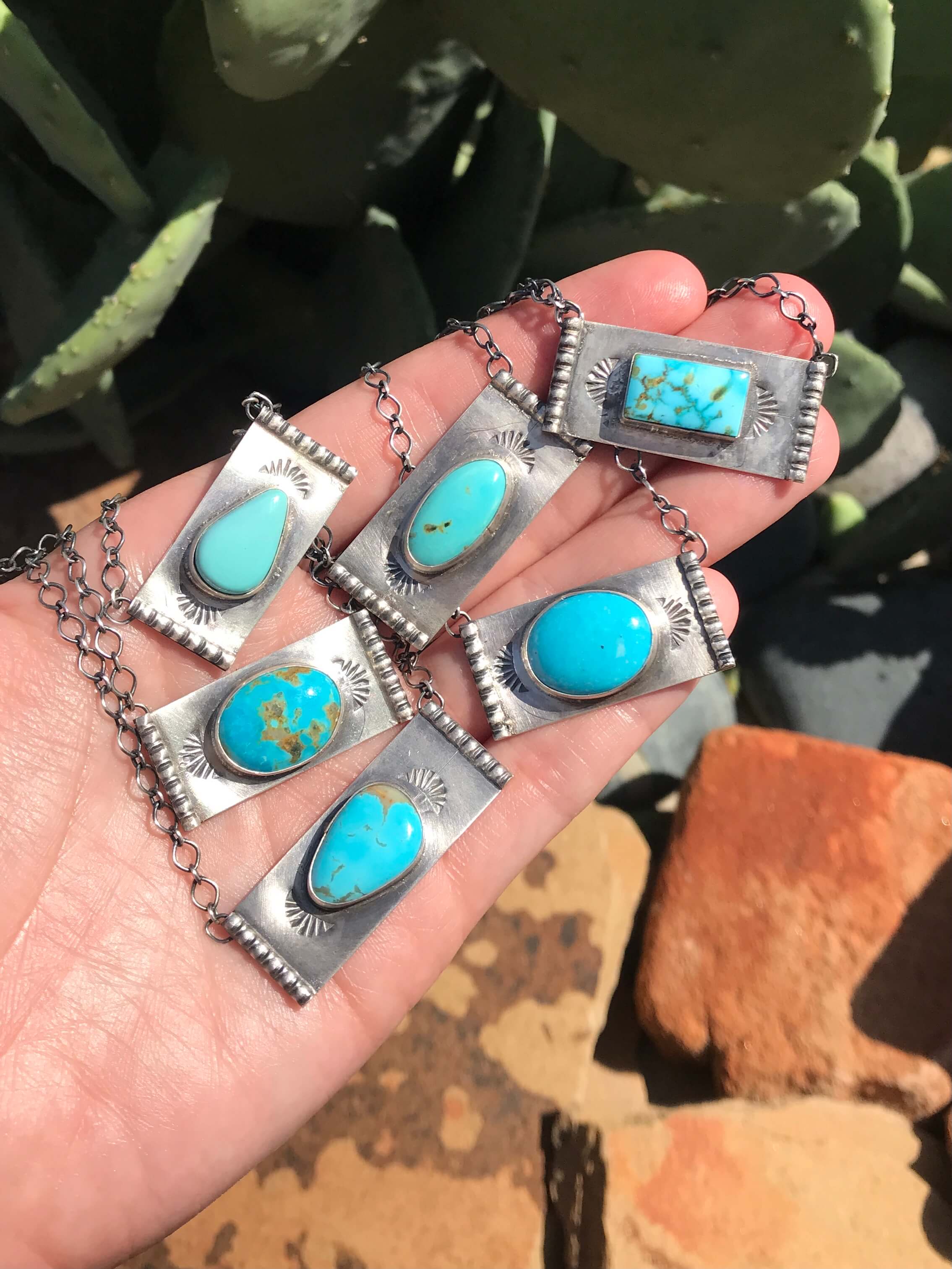 The Skyline Necklaces-Necklaces-Calli Co., Turquoise and Silver Jewelry, Native American Handmade, Zuni Tribe, Navajo Tribe, Brock Texas