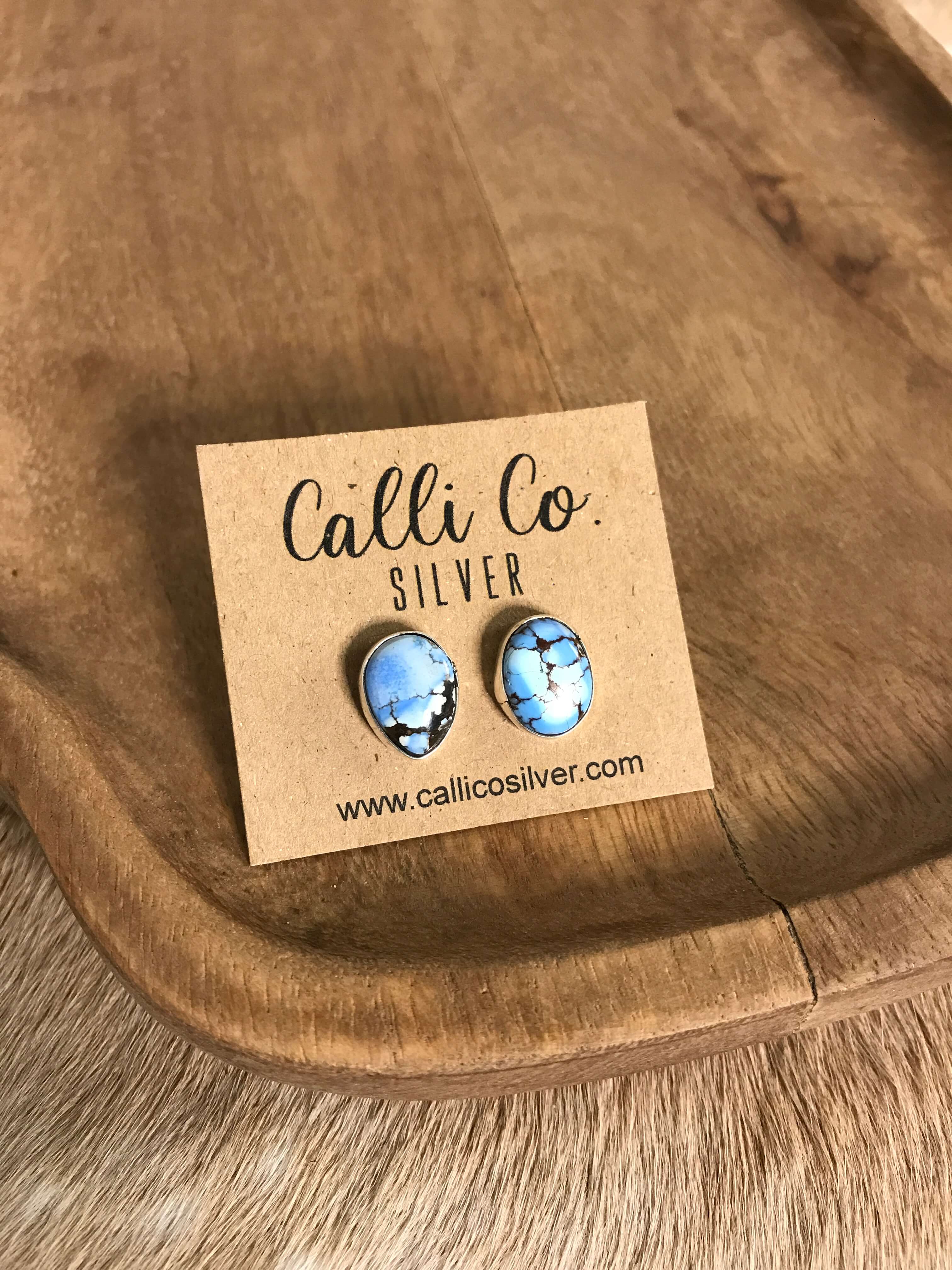 The Golden Hills Studs, 27-Earrings-Calli Co., Turquoise and Silver Jewelry, Native American Handmade, Zuni Tribe, Navajo Tribe, Brock Texas