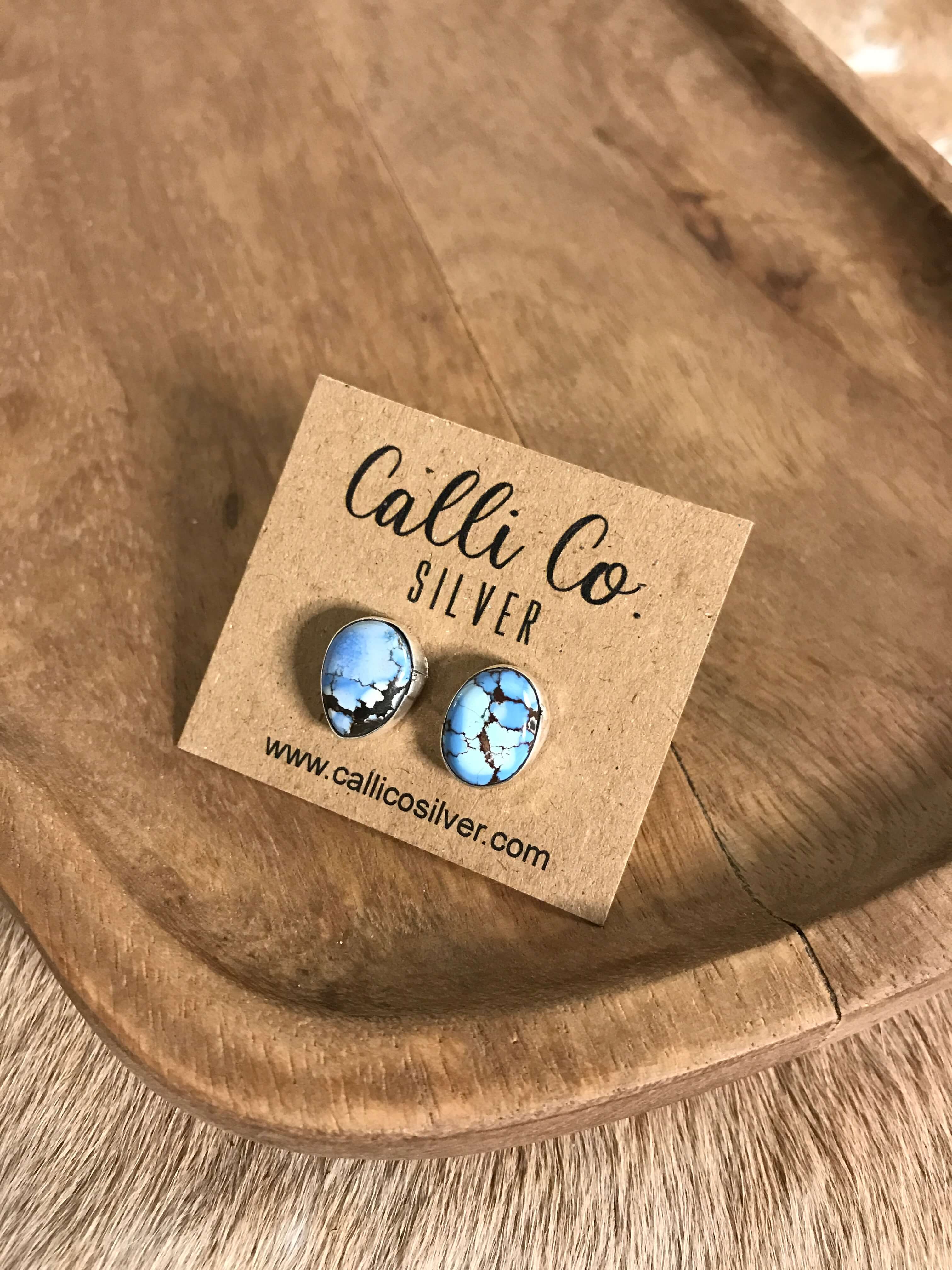 The Golden Hills Studs, 27-Earrings-Calli Co., Turquoise and Silver Jewelry, Native American Handmade, Zuni Tribe, Navajo Tribe, Brock Texas