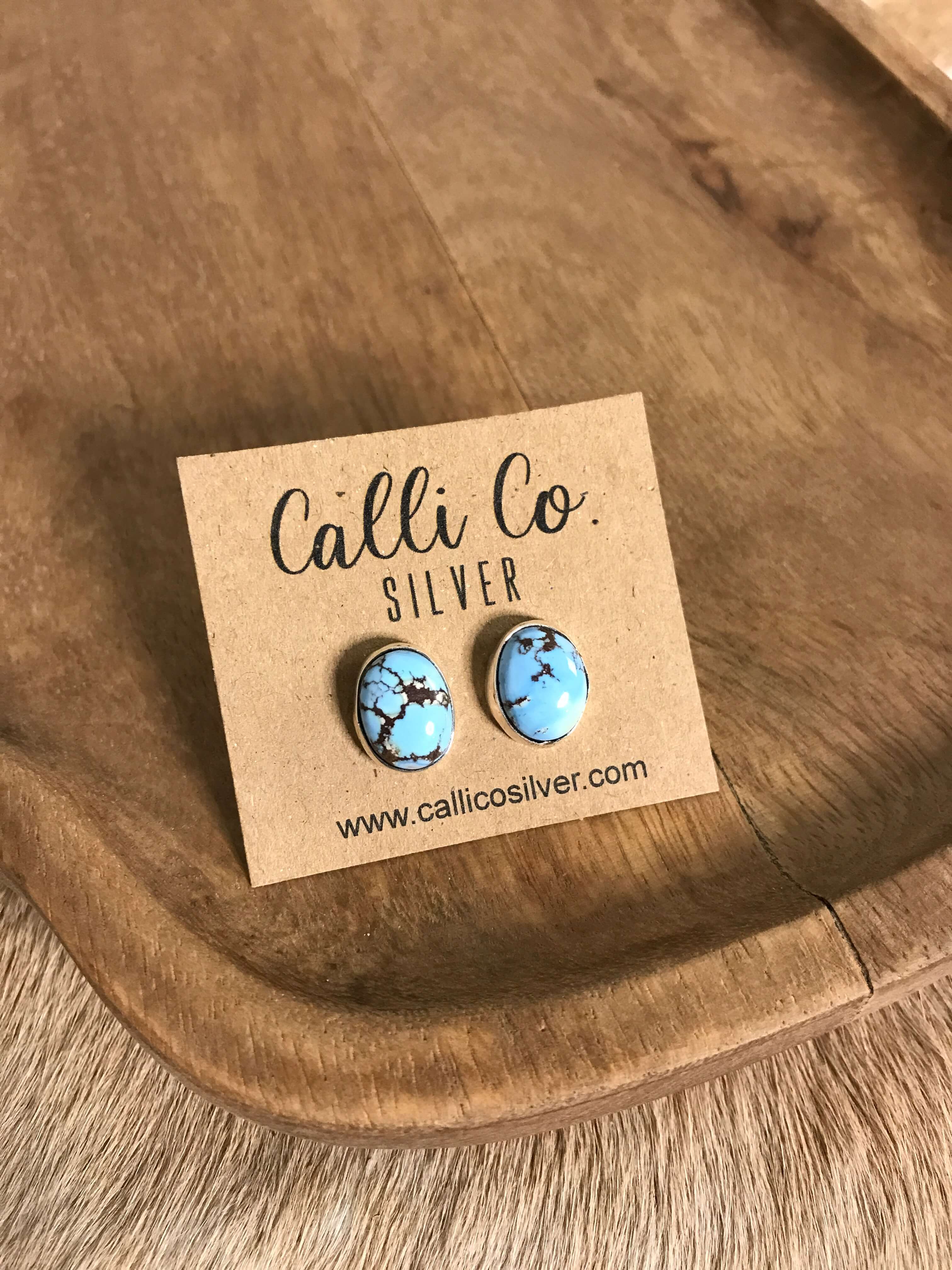The Golden Hills Studs, 28-Earrings-Calli Co., Turquoise and Silver Jewelry, Native American Handmade, Zuni Tribe, Navajo Tribe, Brock Texas