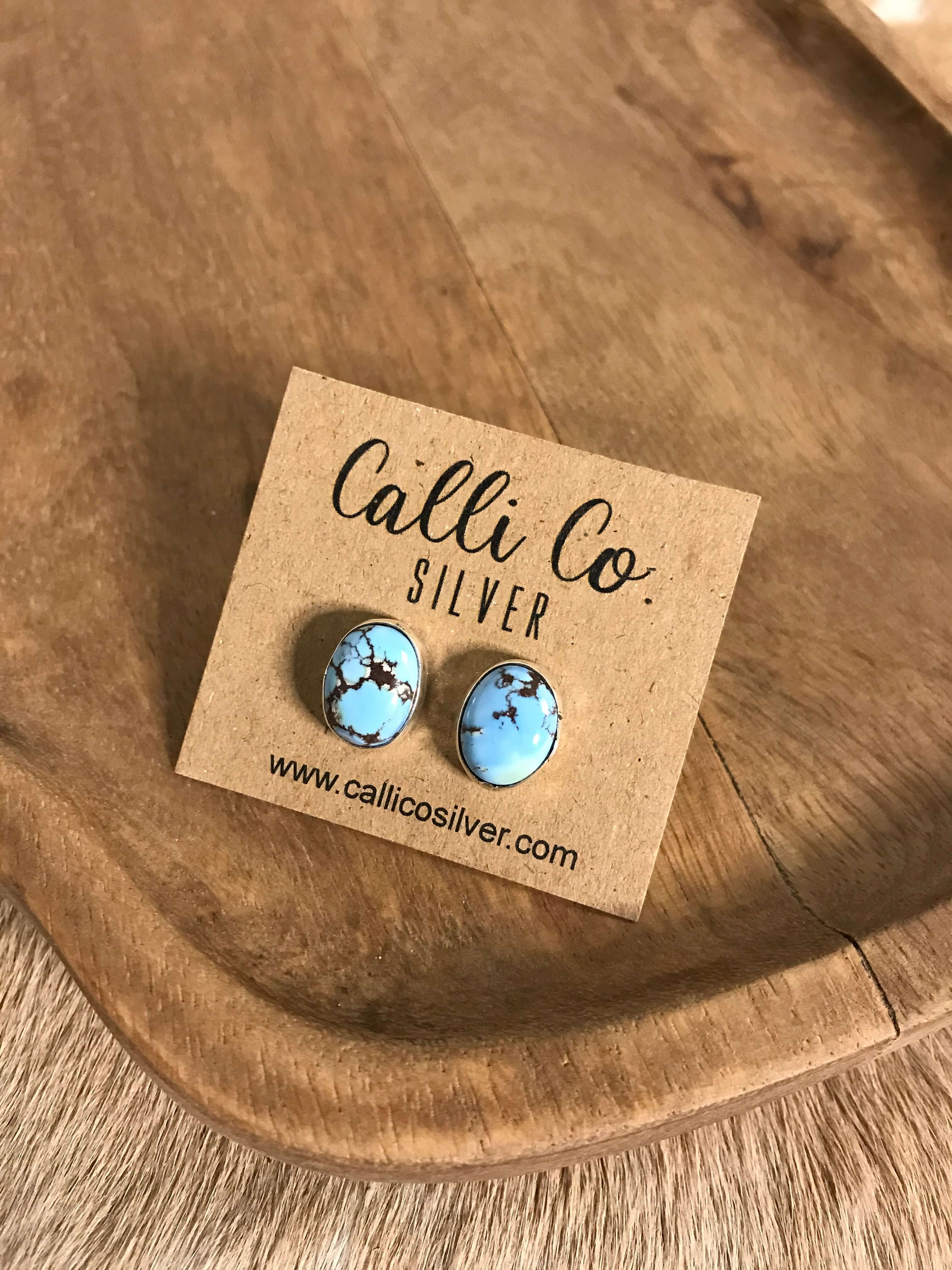 The Golden Hills Studs, 28-Earrings-Calli Co., Turquoise and Silver Jewelry, Native American Handmade, Zuni Tribe, Navajo Tribe, Brock Texas