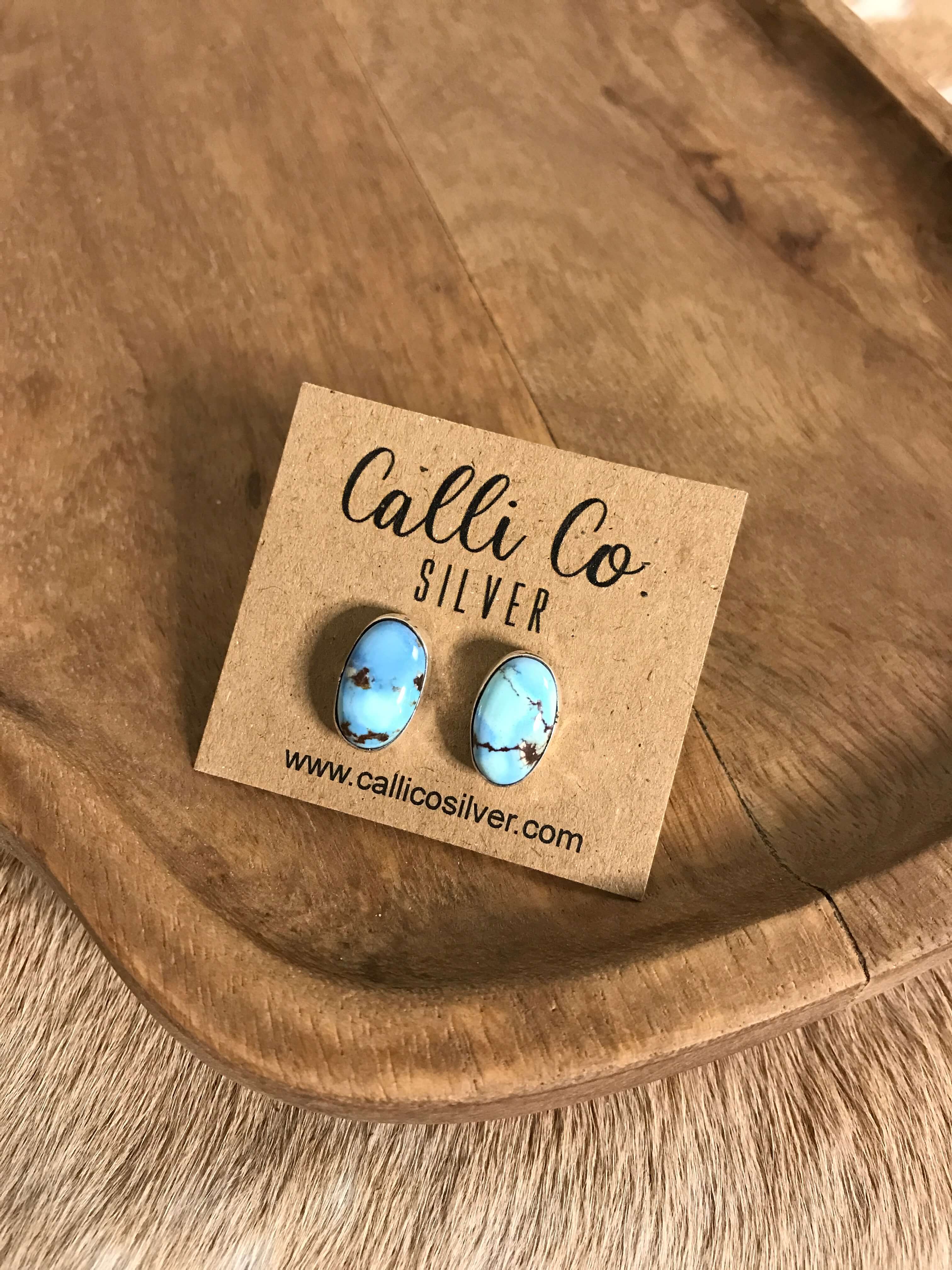 The Golden Hills Studs, 29-Earrings-Calli Co., Turquoise and Silver Jewelry, Native American Handmade, Zuni Tribe, Navajo Tribe, Brock Texas