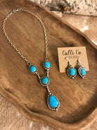 The Tullamore Lariat Necklace Set-Necklaces-Calli Co., Turquoise and Silver Jewelry, Native American Handmade, Zuni Tribe, Navajo Tribe, Brock Texas