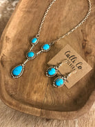 The Tullamore Lariat Necklace Set-Necklaces-Calli Co., Turquoise and Silver Jewelry, Native American Handmade, Zuni Tribe, Navajo Tribe, Brock Texas
