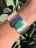 The Belle River Turquoise Cuff, 9-Bracelets & Cuffs-Calli Co., Turquoise and Silver Jewelry, Native American Handmade, Zuni Tribe, Navajo Tribe, Brock Texas