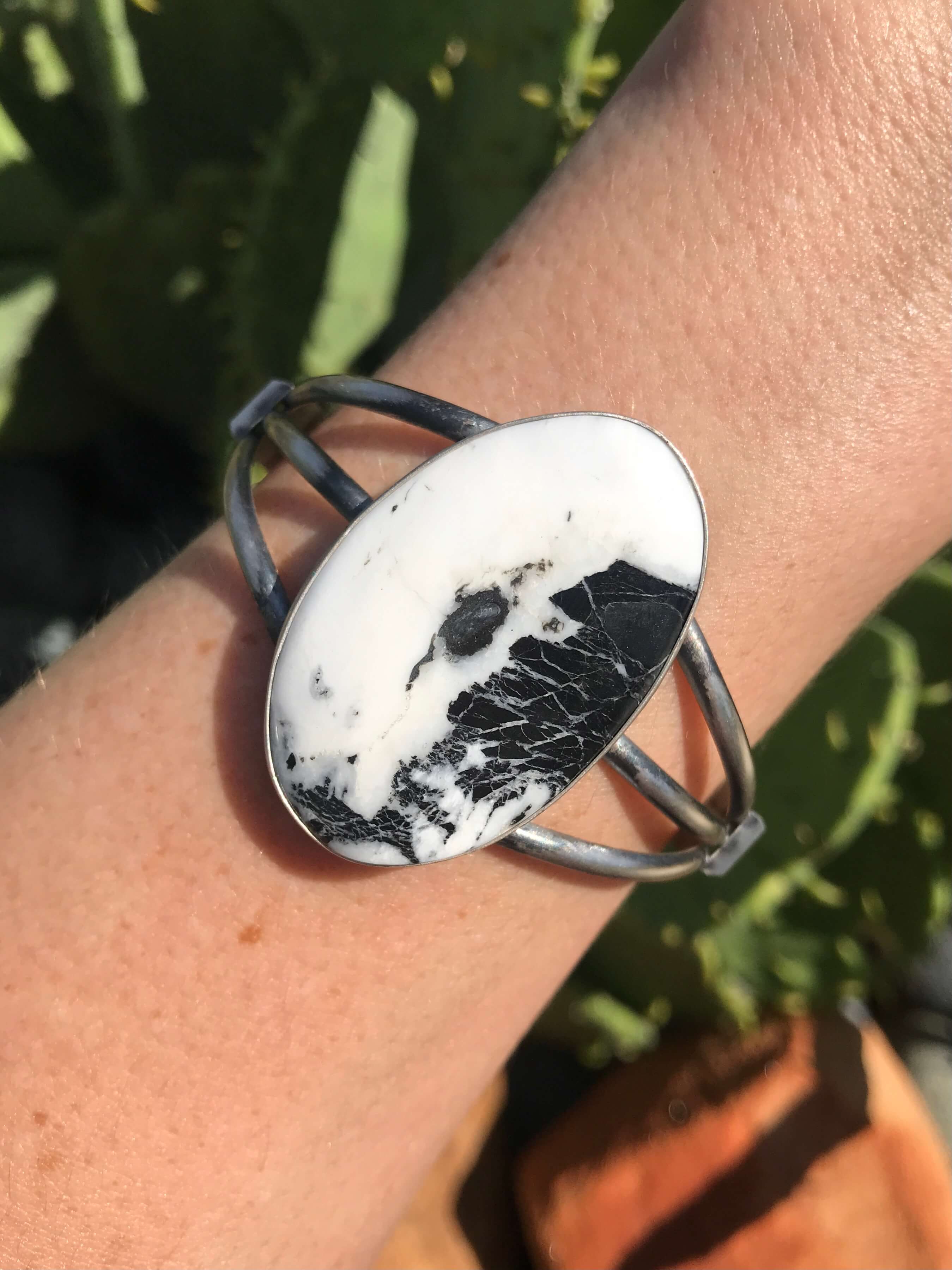 The Betasso White Buffalo Cuff-Bracelets & Cuffs-Calli Co., Turquoise and Silver Jewelry, Native American Handmade, Zuni Tribe, Navajo Tribe, Brock Texas