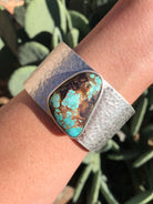 The Belle River Royston Turquoise Cuff, 7-Bracelets & Cuffs-Calli Co., Turquoise and Silver Jewelry, Native American Handmade, Zuni Tribe, Navajo Tribe, Brock Texas