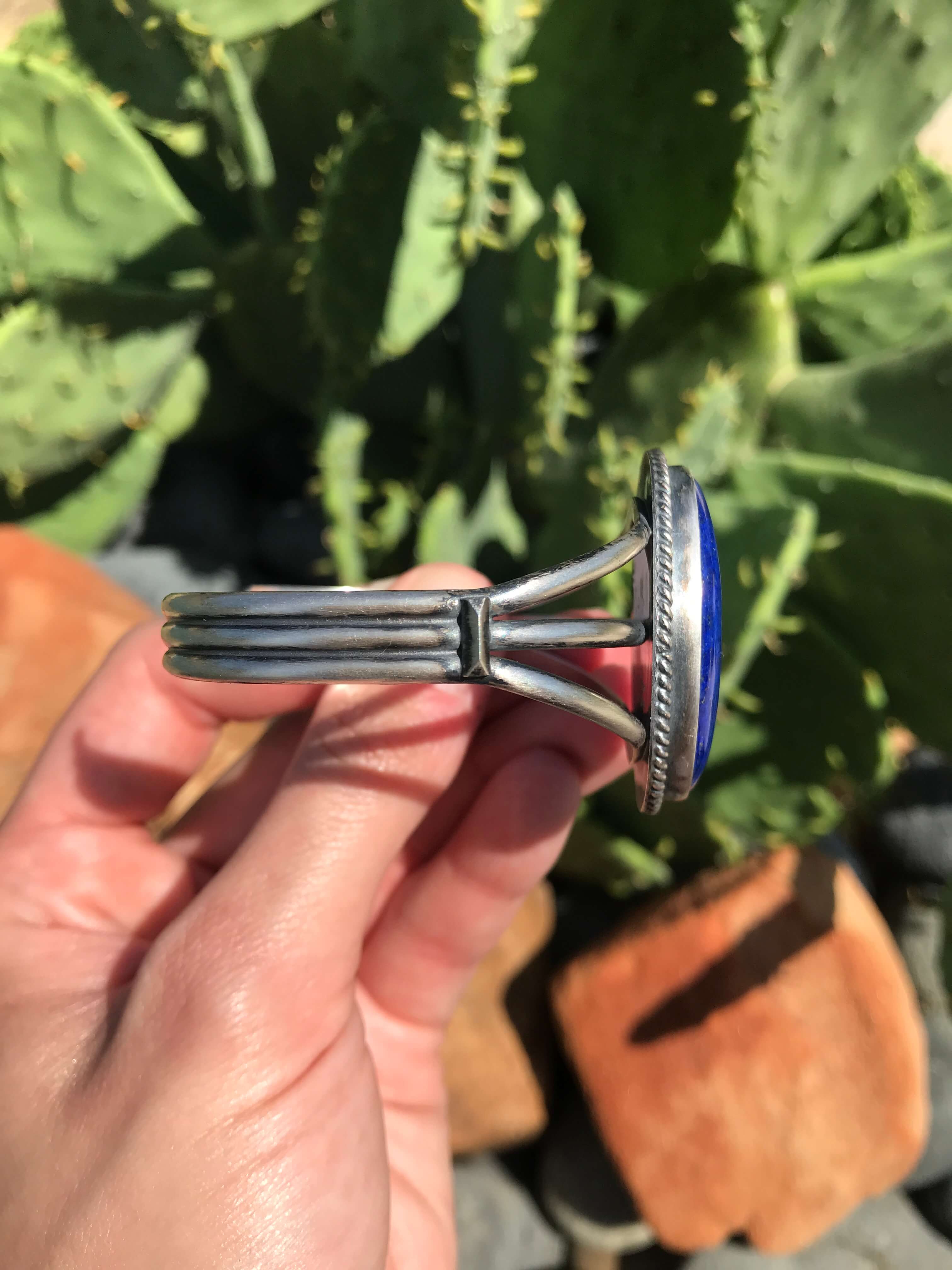 The Kenley Lapis Cuff-Bracelets & Cuffs-Calli Co., Turquoise and Silver Jewelry, Native American Handmade, Zuni Tribe, Navajo Tribe, Brock Texas