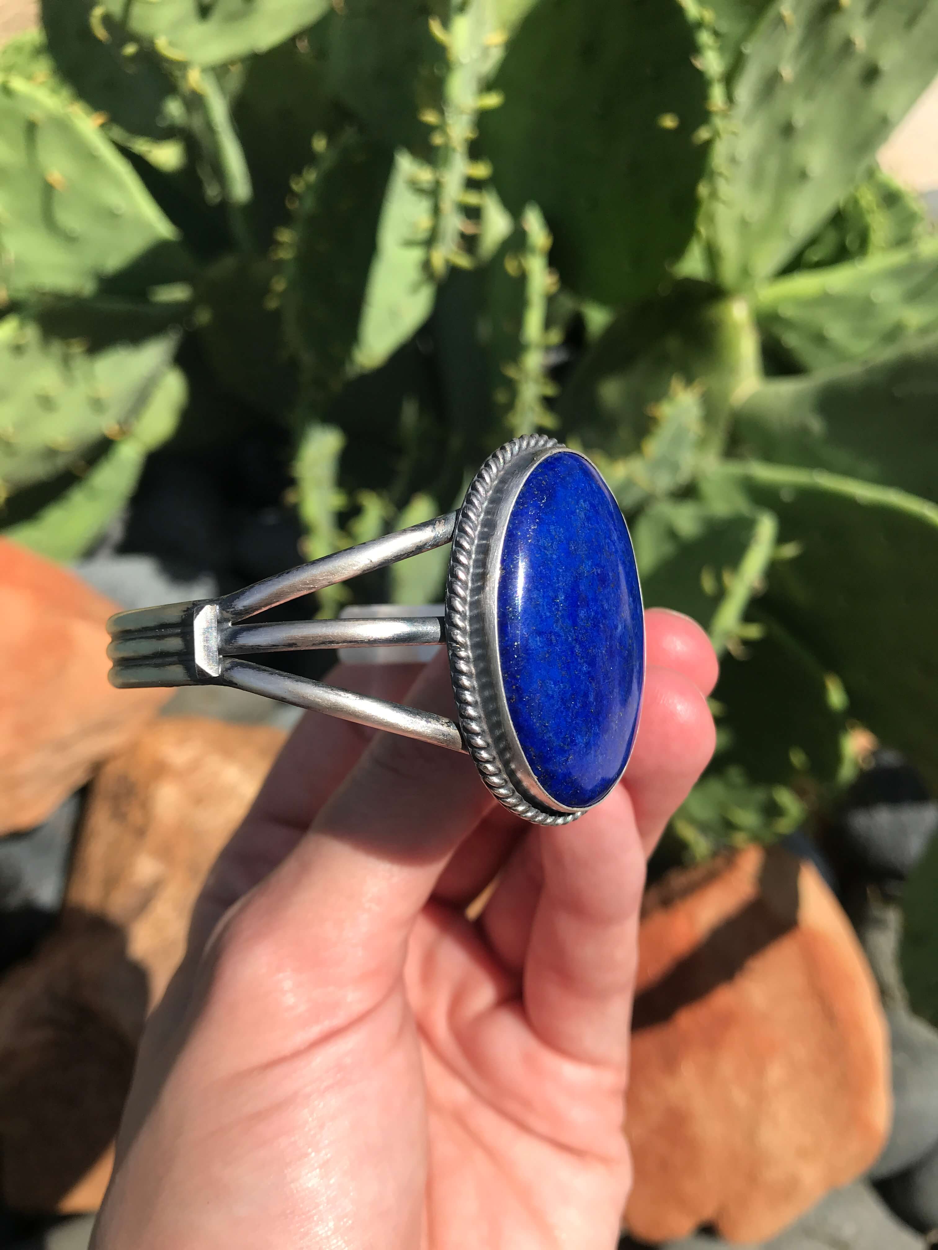 The Kenley Lapis Cuff-Bracelets & Cuffs-Calli Co., Turquoise and Silver Jewelry, Native American Handmade, Zuni Tribe, Navajo Tribe, Brock Texas