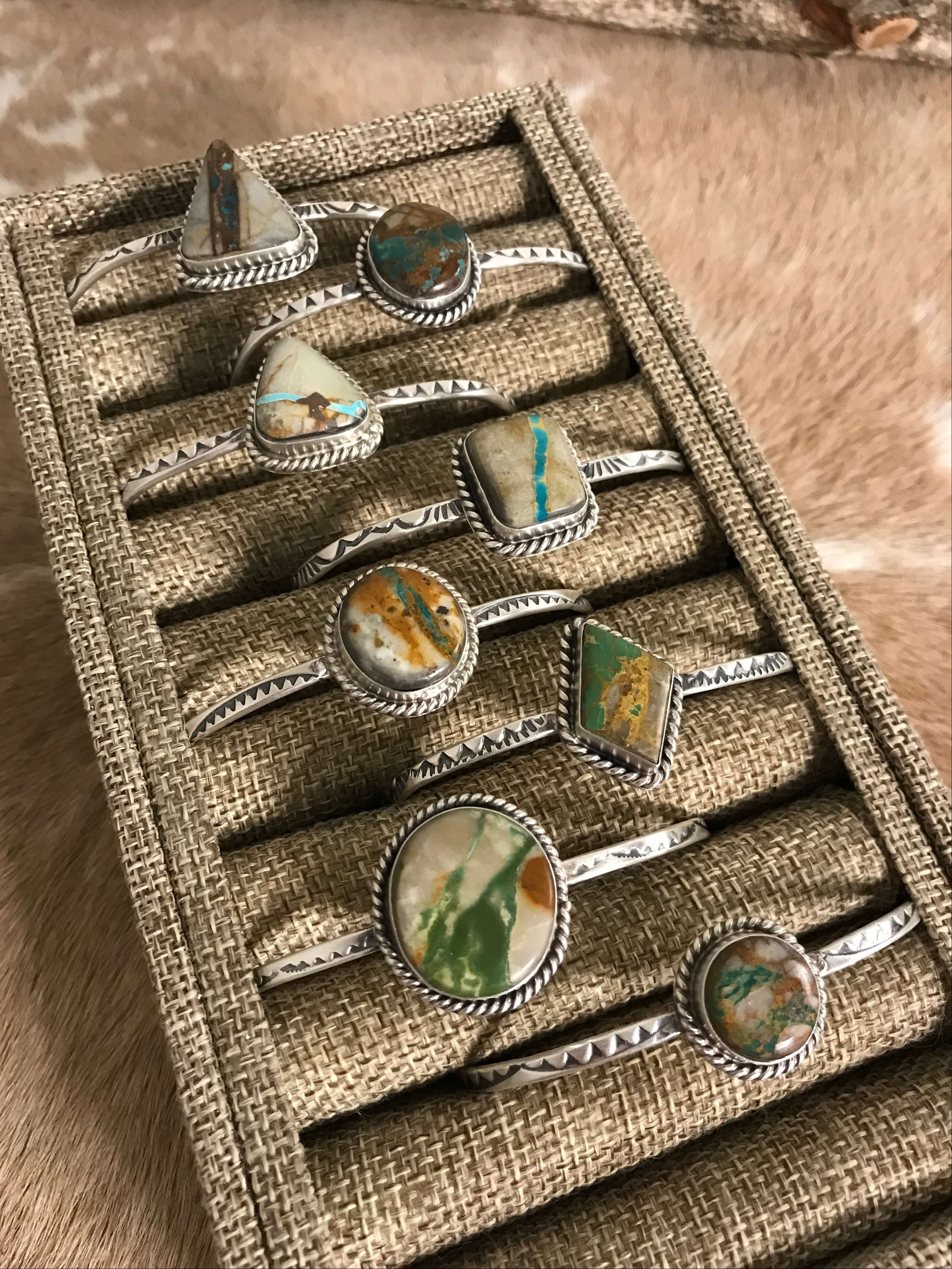 The Natchez Cuffs-Bracelets & Cuffs-Calli Co., Turquoise and Silver Jewelry, Native American Handmade, Zuni Tribe, Navajo Tribe, Brock Texas