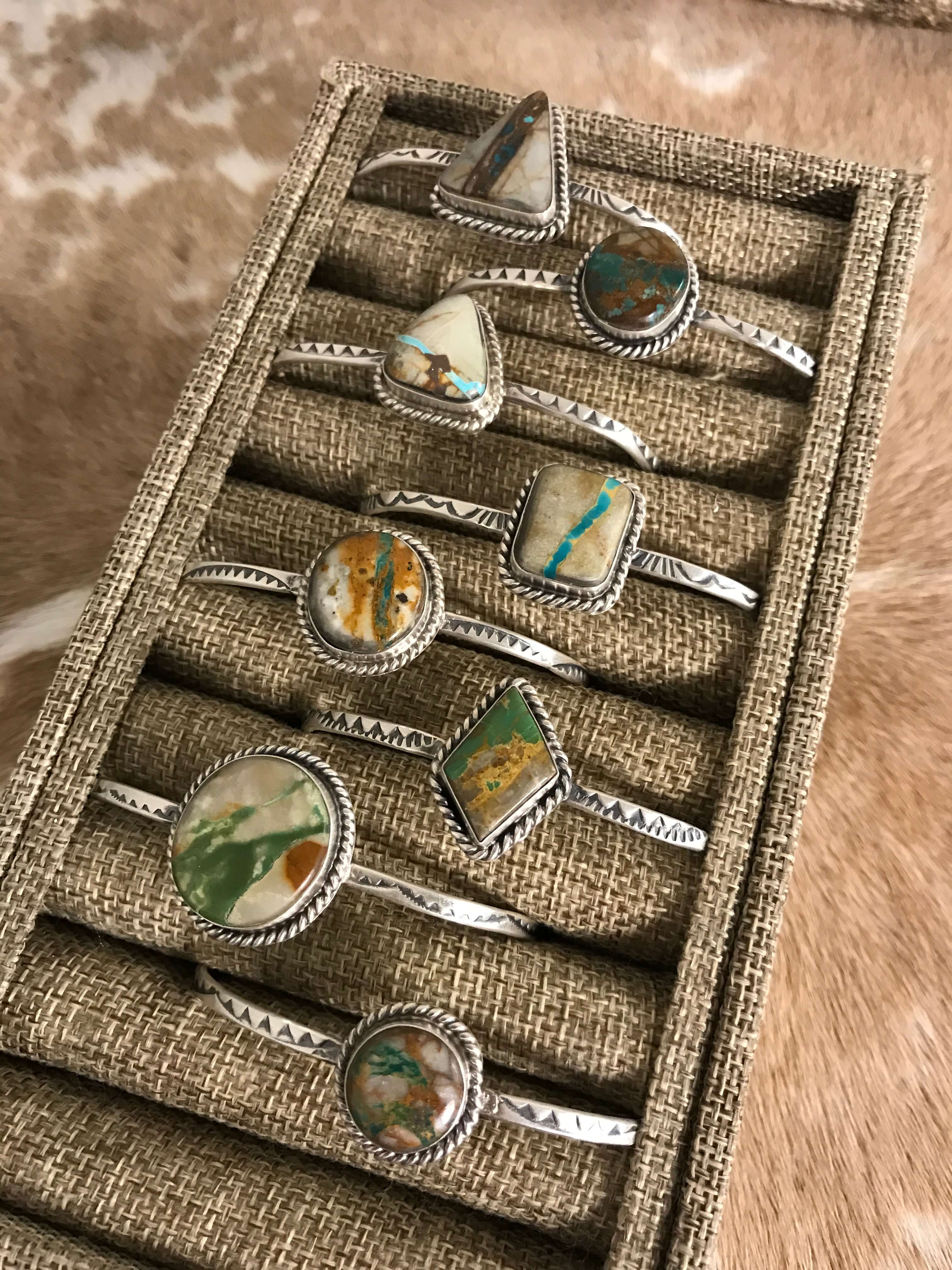 The Natchez Cuffs-Bracelets & Cuffs-Calli Co., Turquoise and Silver Jewelry, Native American Handmade, Zuni Tribe, Navajo Tribe, Brock Texas