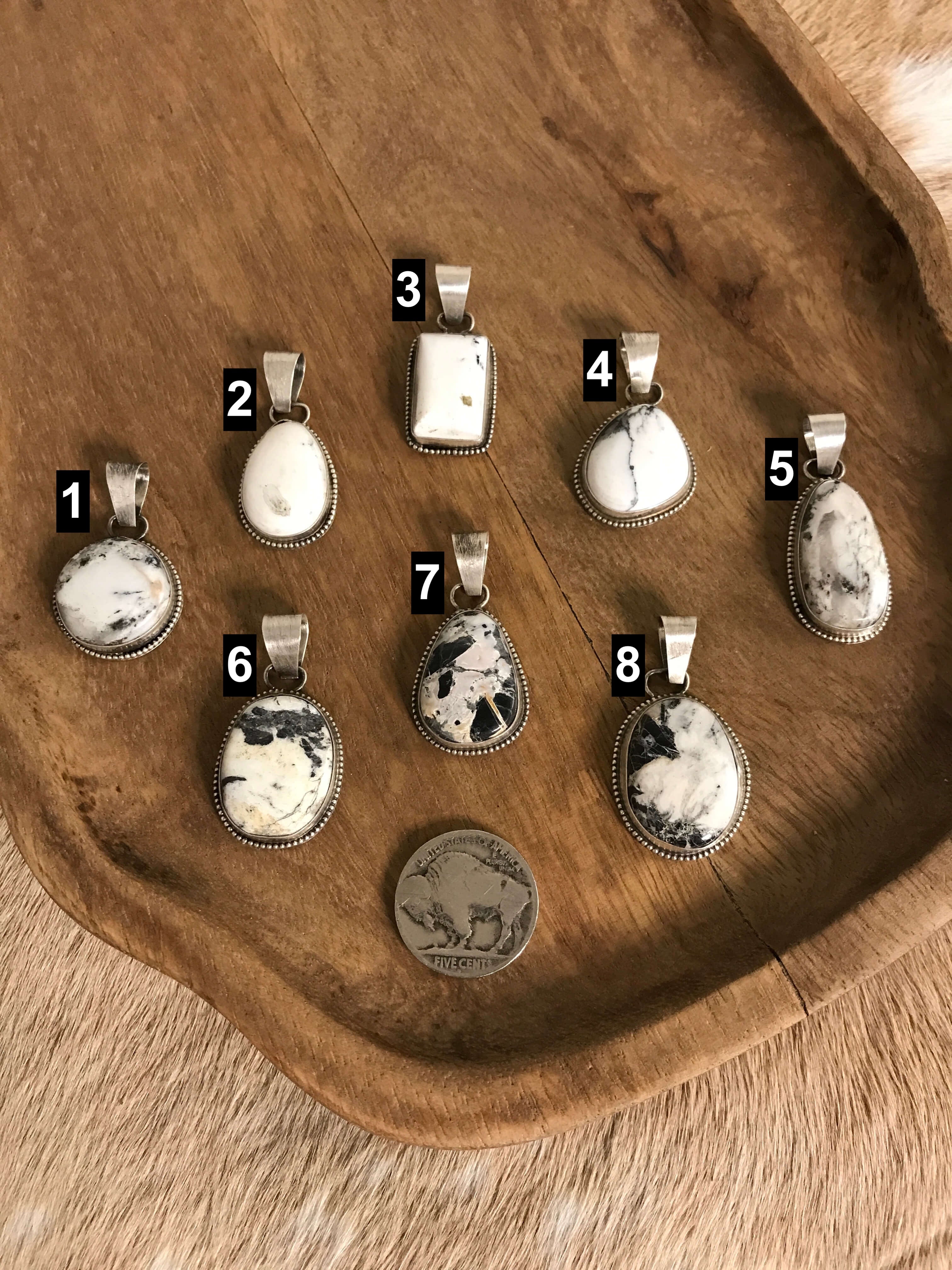 The Bixby White Buffalo Pendants-Pendants-Calli Co., Turquoise and Silver Jewelry, Native American Handmade, Zuni Tribe, Navajo Tribe, Brock Texas