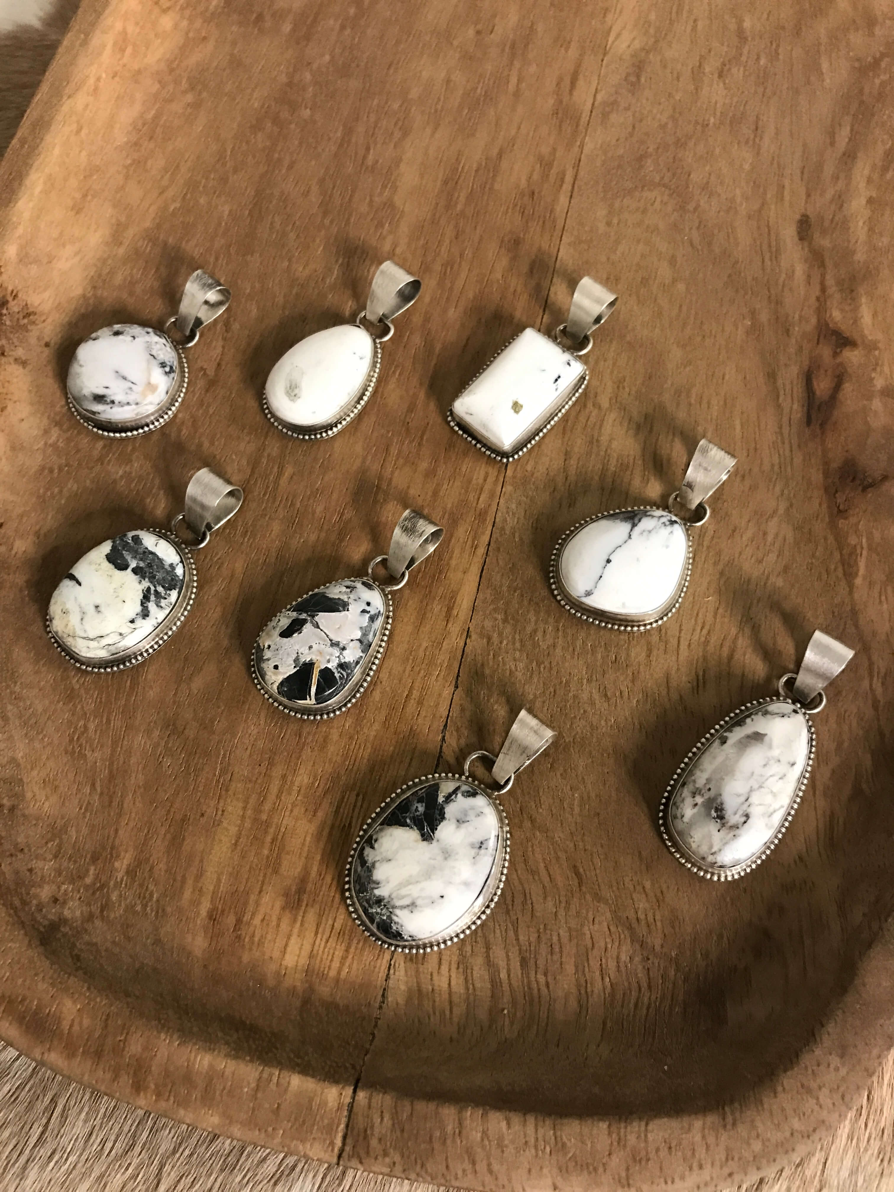 The Bixby White Buffalo Pendants-Pendants-Calli Co., Turquoise and Silver Jewelry, Native American Handmade, Zuni Tribe, Navajo Tribe, Brock Texas