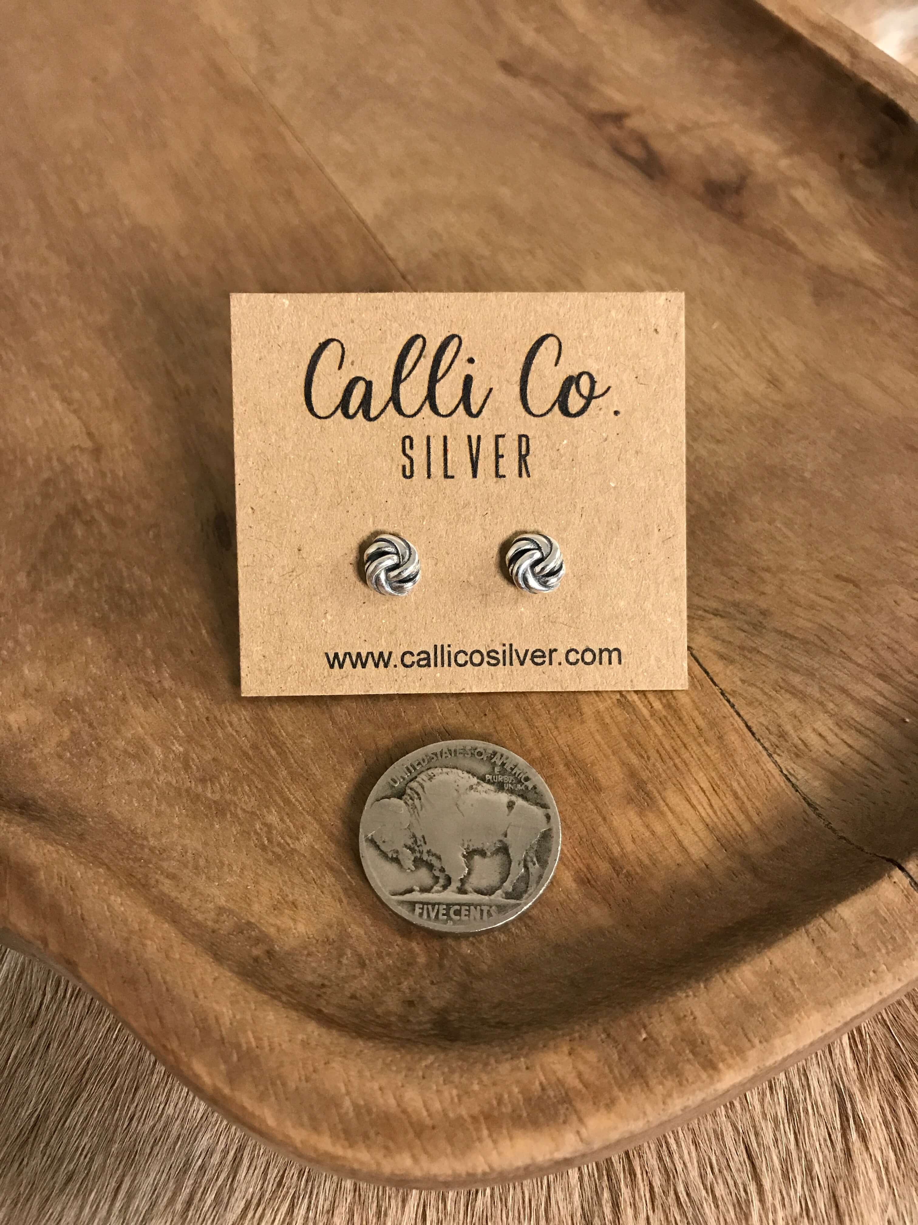 The Classico Knot Earrings-Earrings-Calli Co., Turquoise and Silver Jewelry, Native American Handmade, Zuni Tribe, Navajo Tribe, Brock Texas